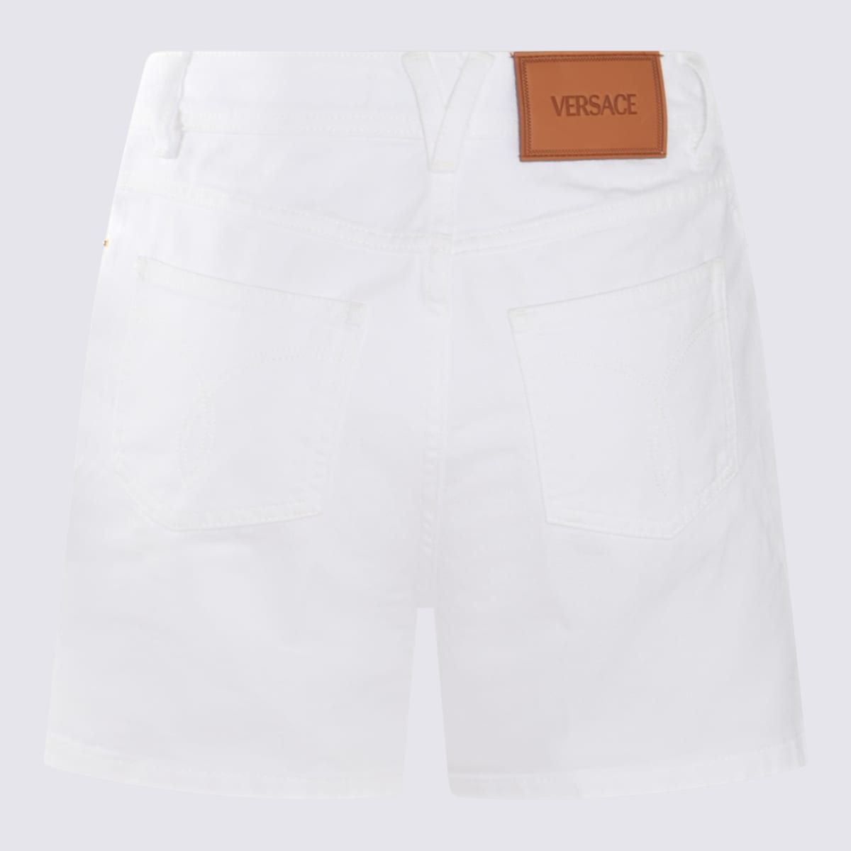 Shop Versace White Cotton Shorts