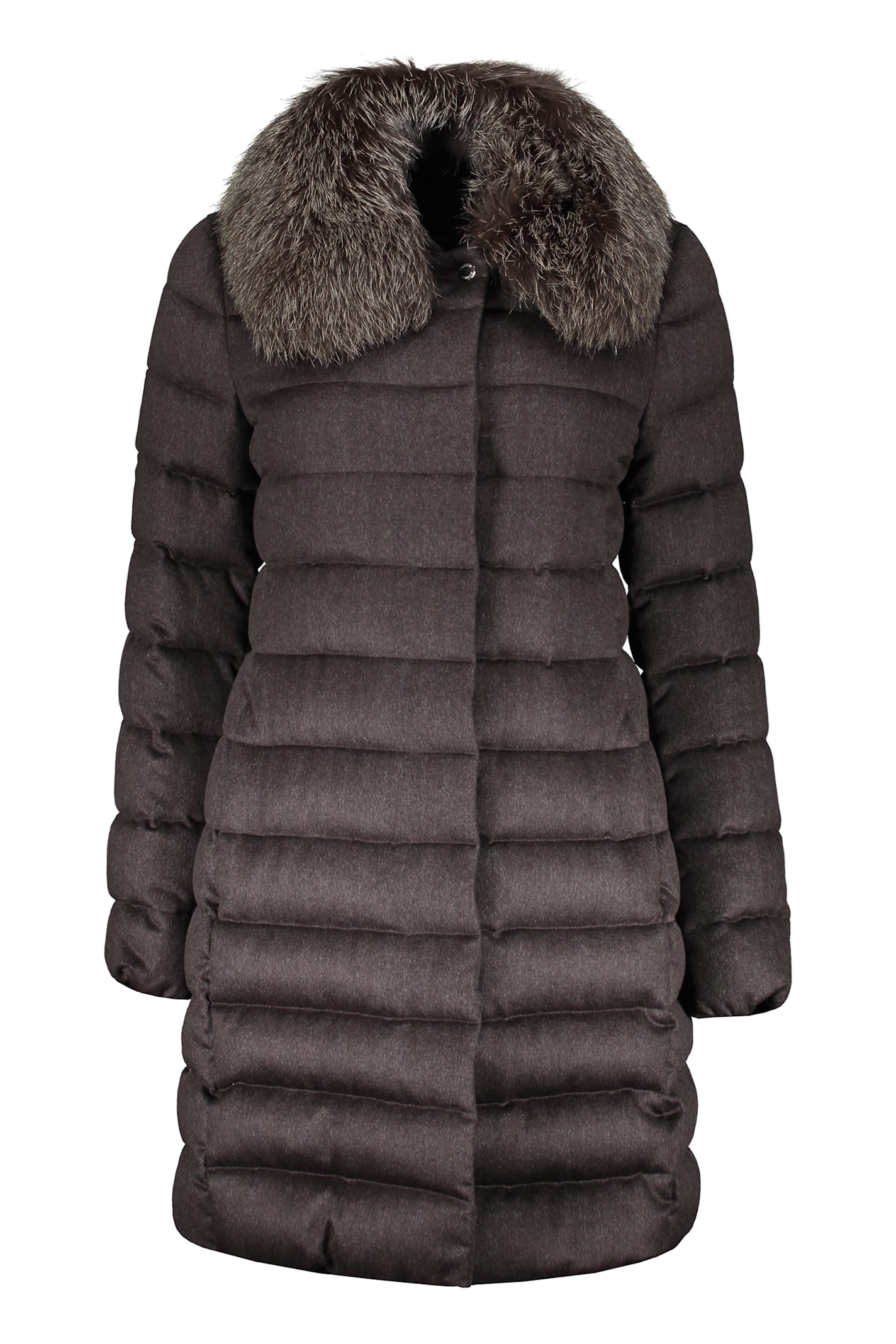 Zip And Snap Button Fastening Down Jacket