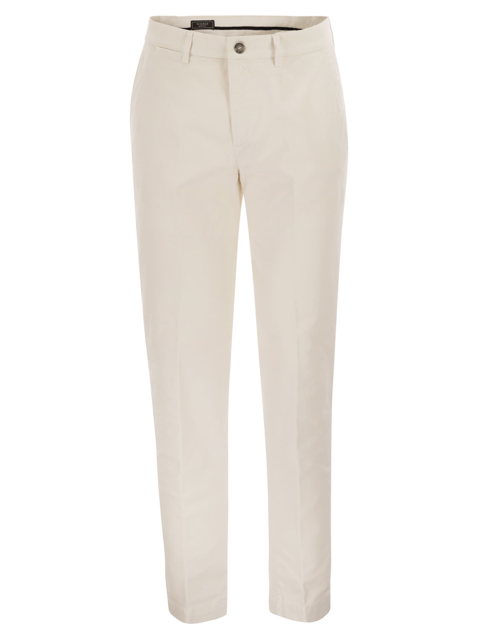 Peserico Chino Trousers In Stretch Cotton Gabardine In Neutral
