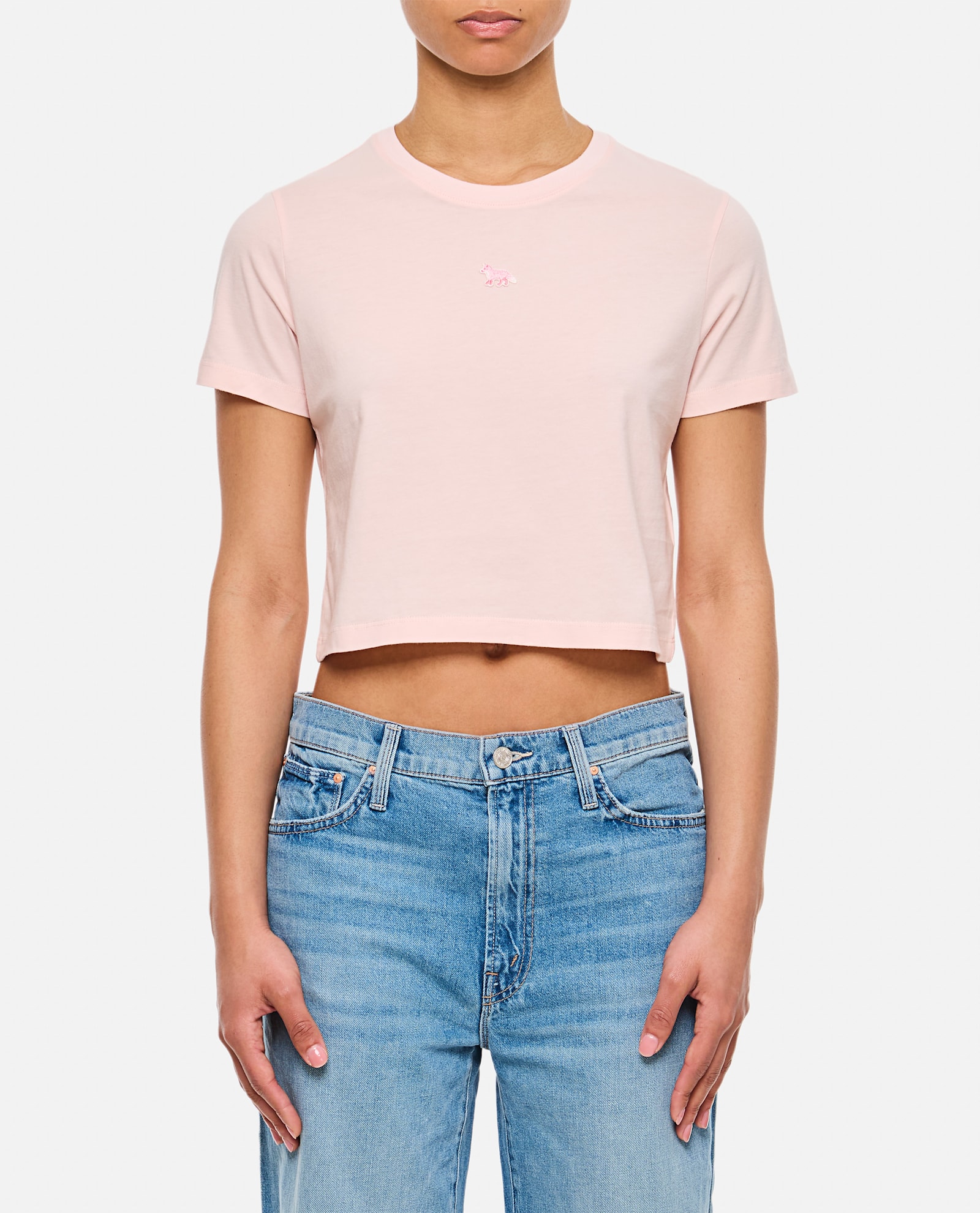 Maison Kitsuné T-shirt With Baby Fox Application In Pink