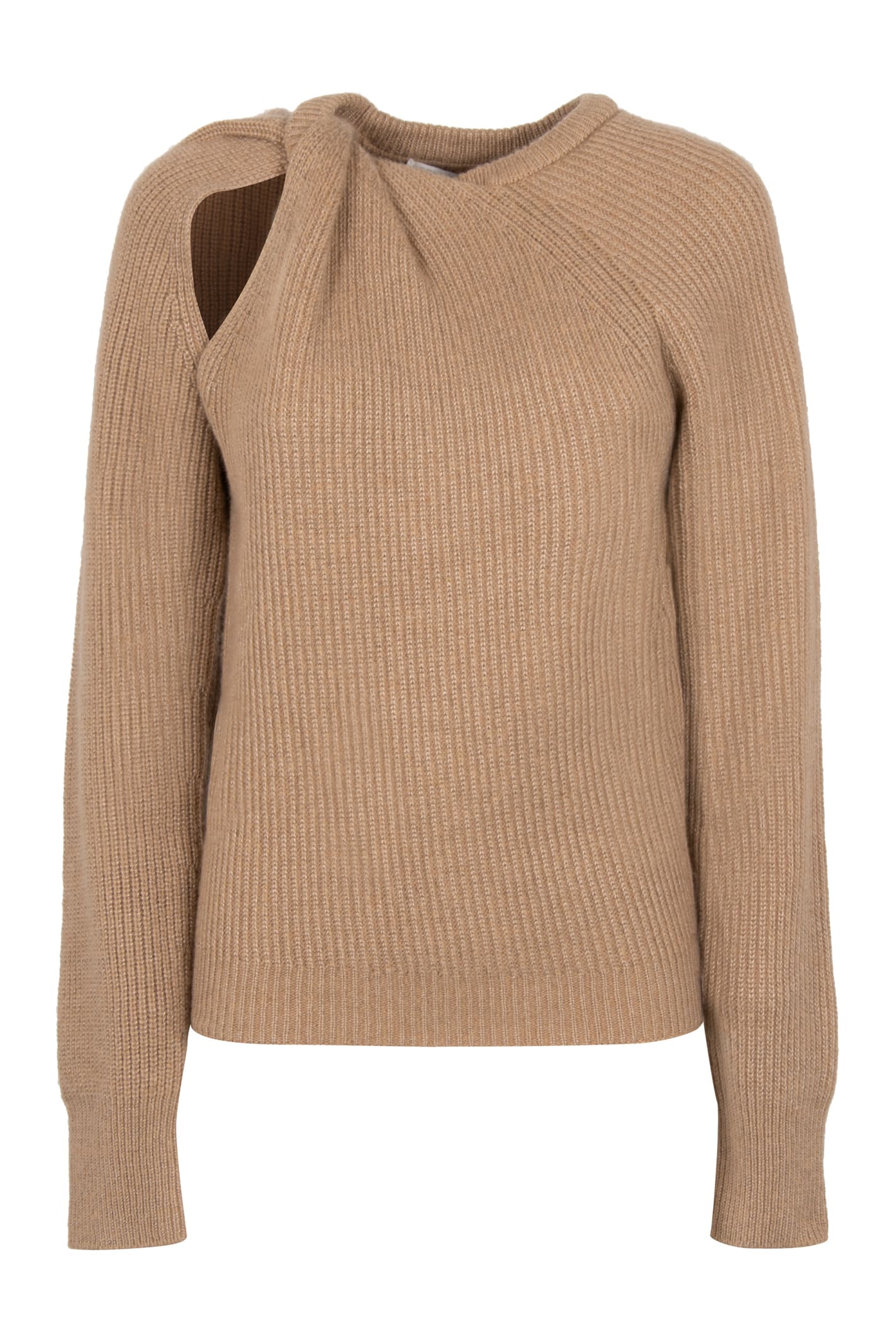 Shop Stella Mccartney Crew-neck Cashmere Sweater In Beige