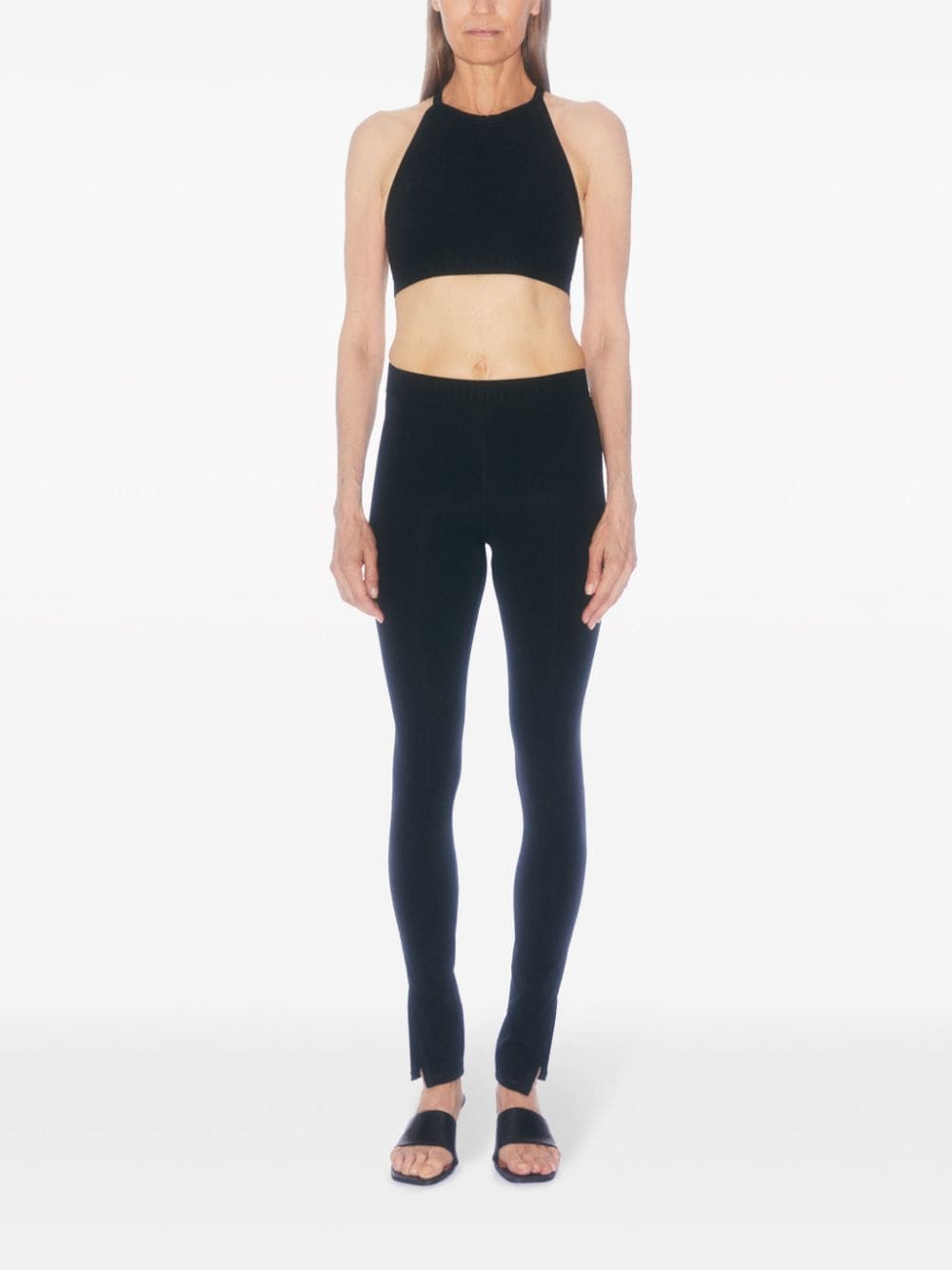 Filippa K Layered High Neck Halterneck Sports Bra In Black