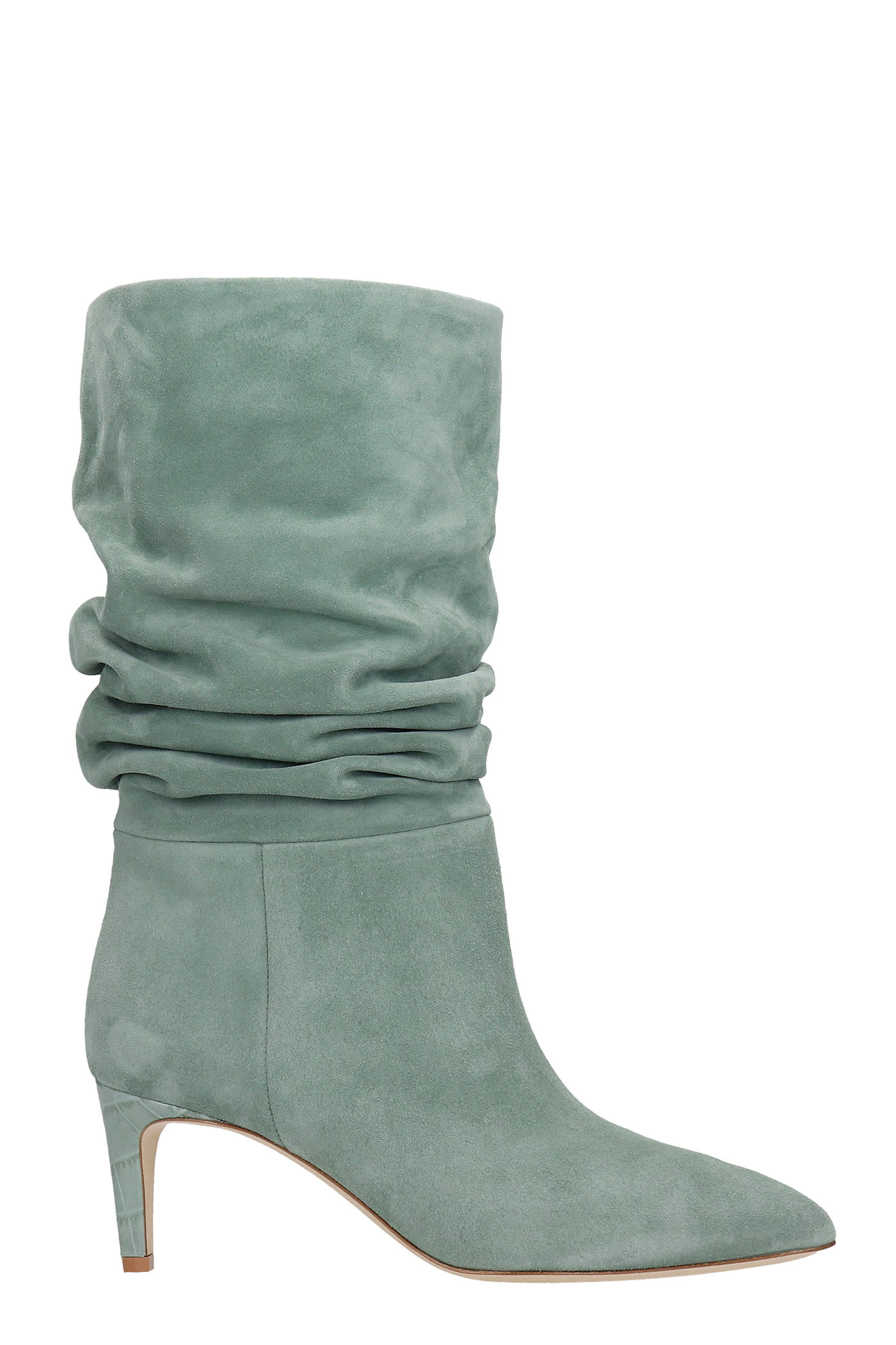 Paris Texas High Heels Ankle Boots In Green Suede