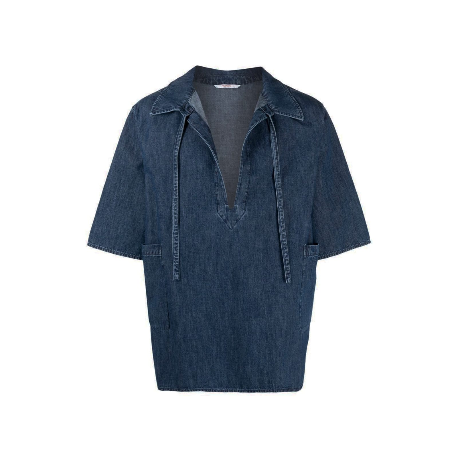 Shop Valentino Cotton Denim Shirt In Blue