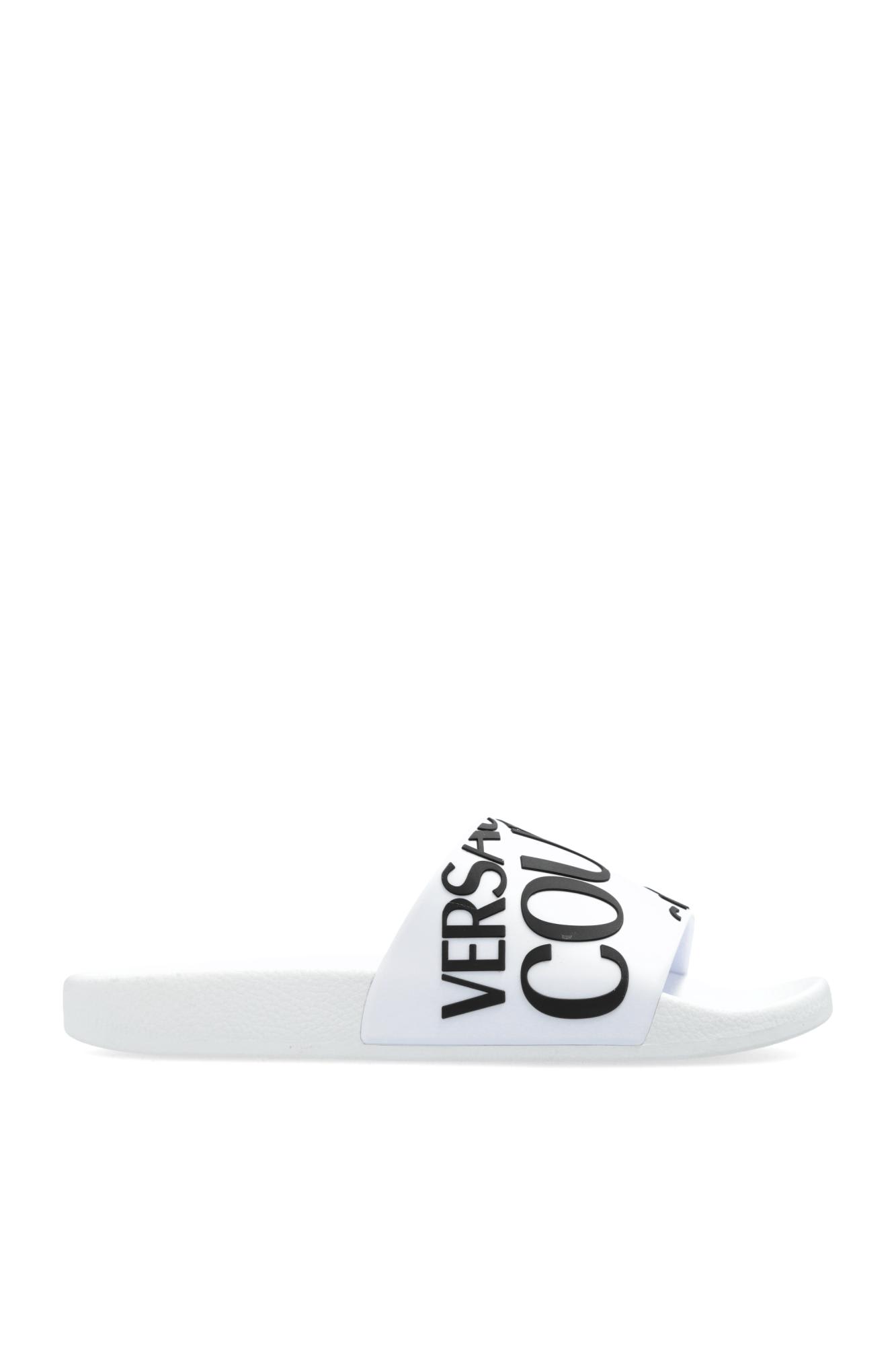Versace Jeans Couture Shelly Logo-embossed Slides In White