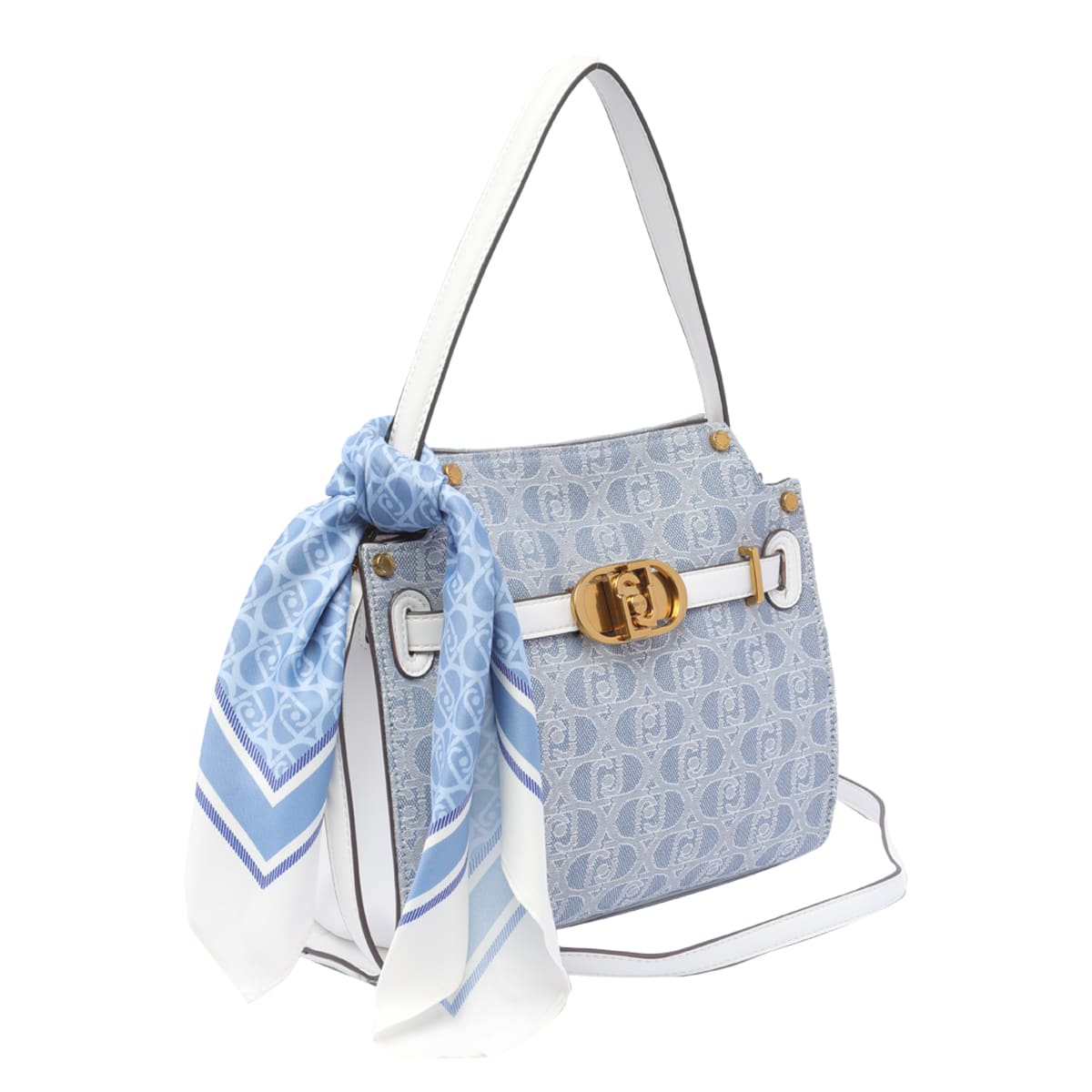 Shop Liu •jo Logo Handbag In Blue Denim