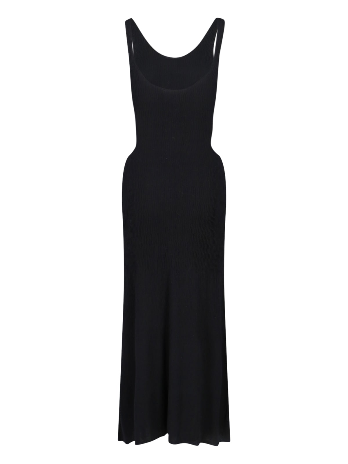 Chloé Cutout Crinkled Silk-linen Knit Maxi Dress In Black