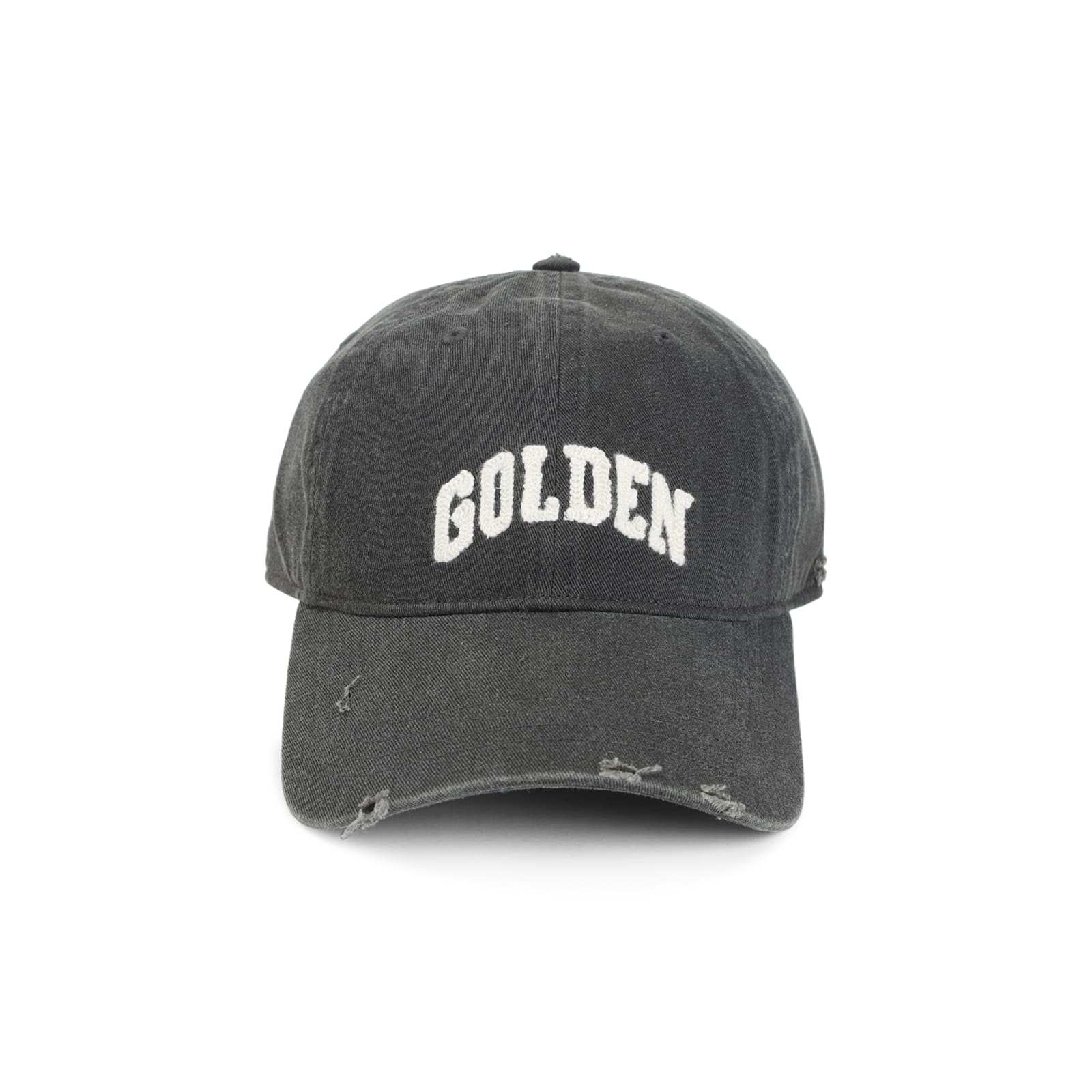 Golden Goose Distressed Cap With Embroidered Logo In Gray