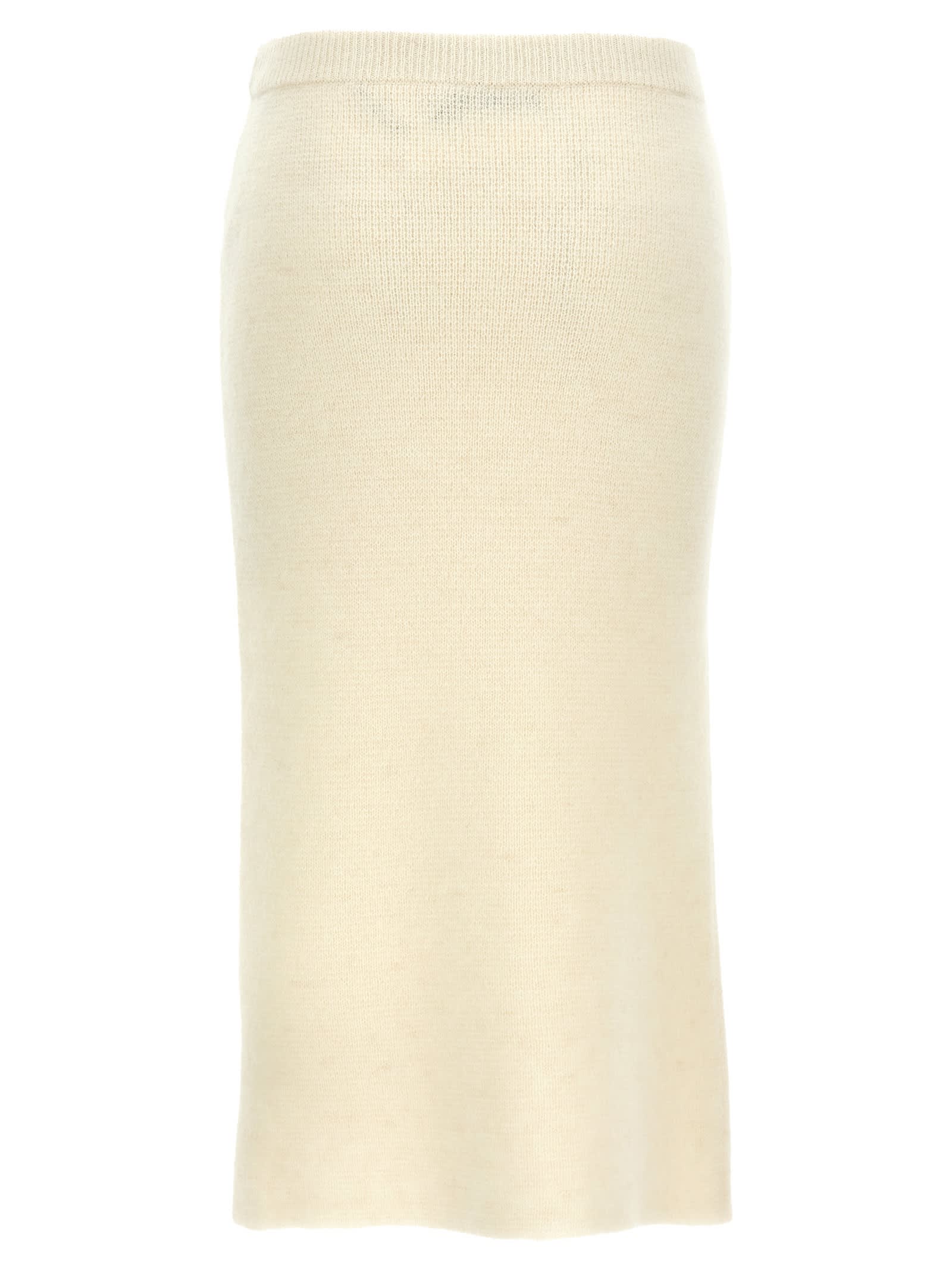 Shop Alessandra Rich Alpaca Midi Skirt In White