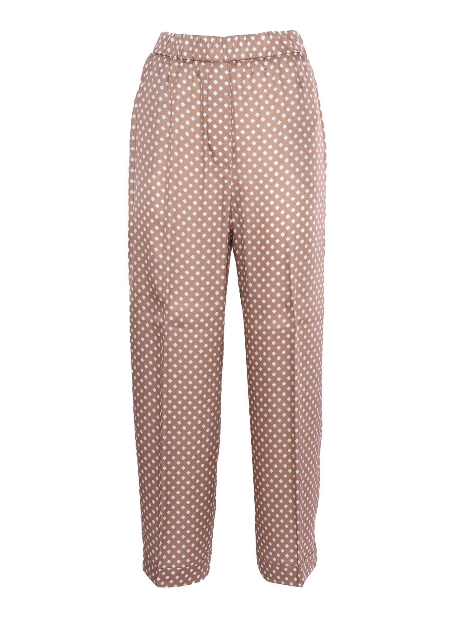 Shop Peserico Brown Trousers With Polka Dots In Multicolor
