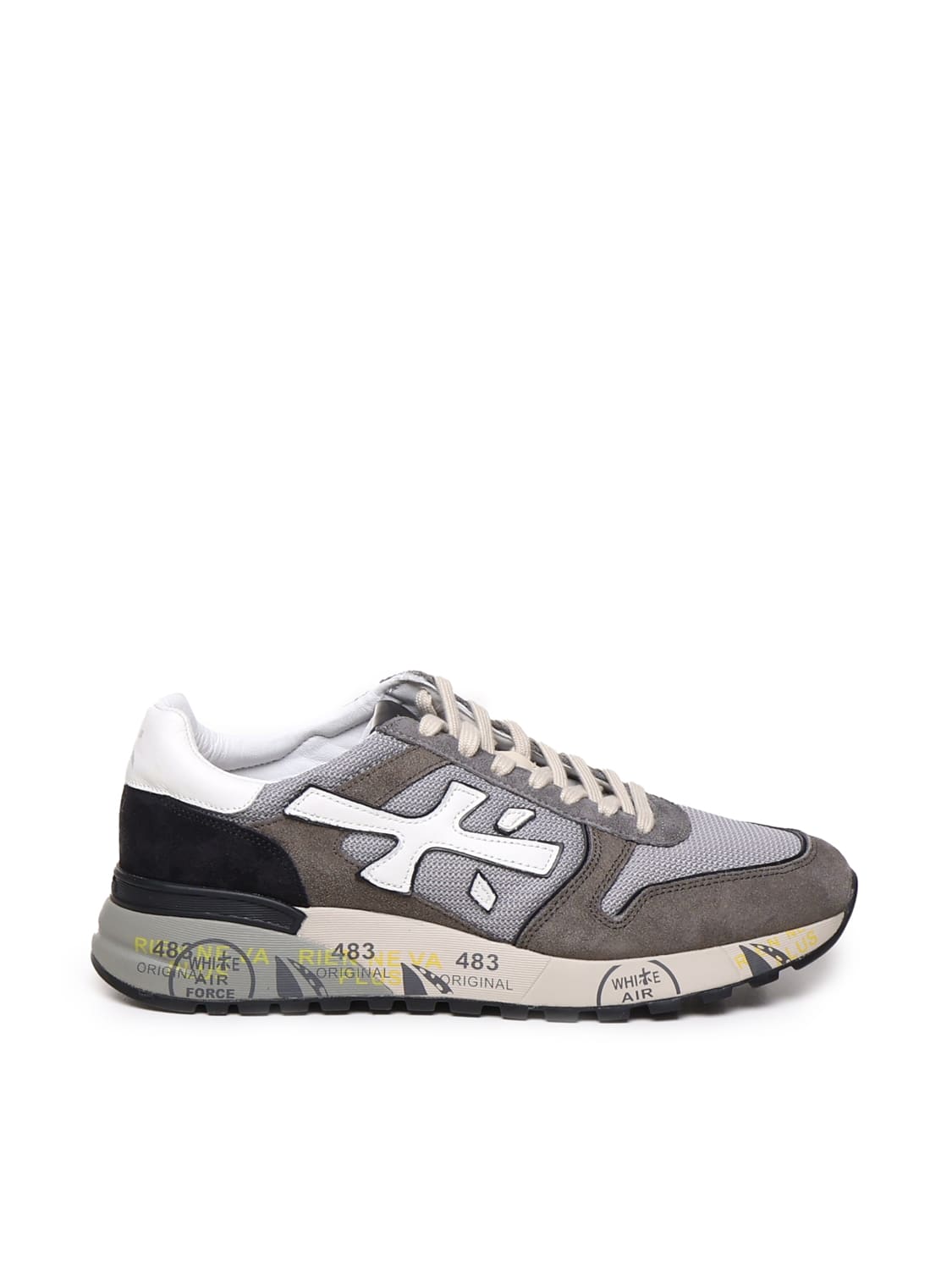 Premiata Sneakers Mick In Suede And Eva In Taupe, Grey, Black, White