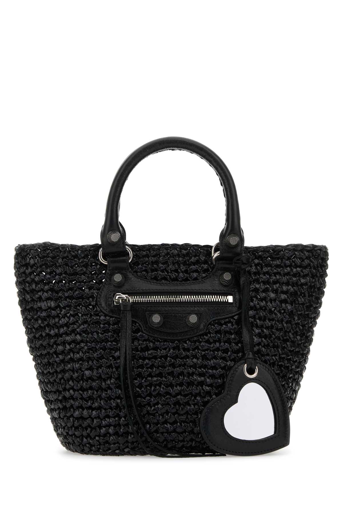 Shop Balenciaga Black Raffia Small Le Cagole Handbag