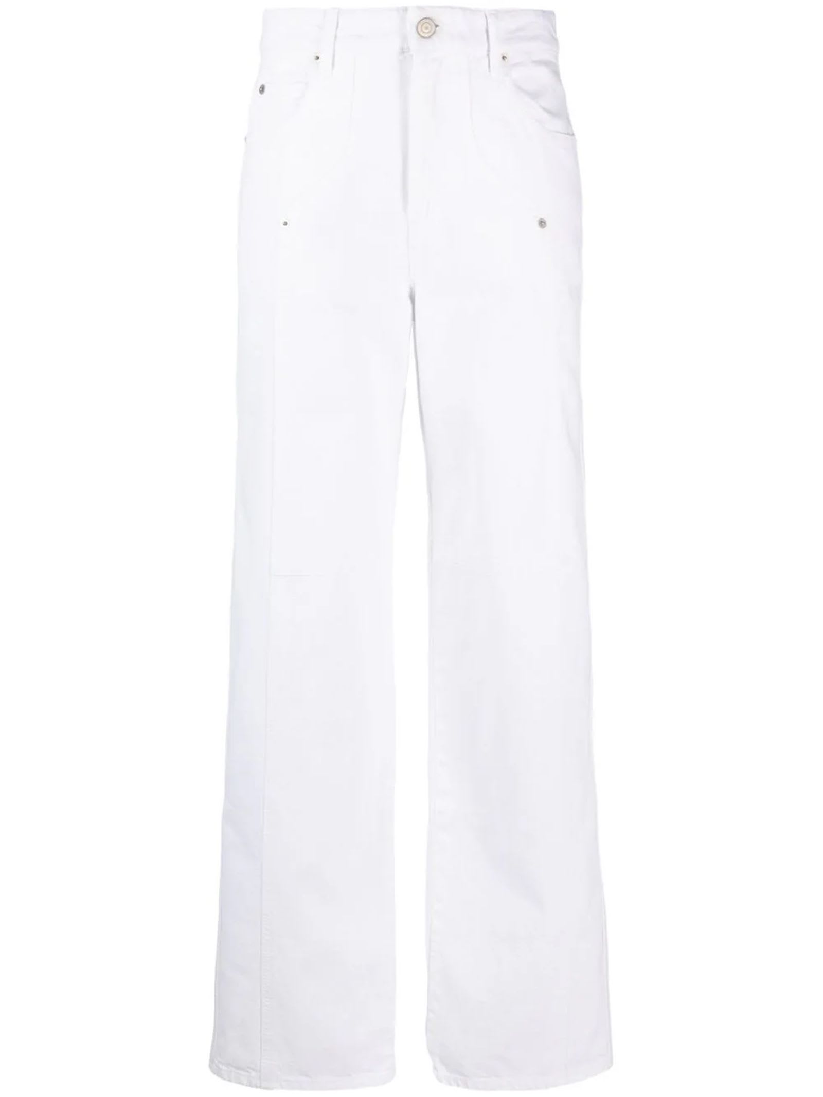 Marant Etoile White Cotton Jeans In Black