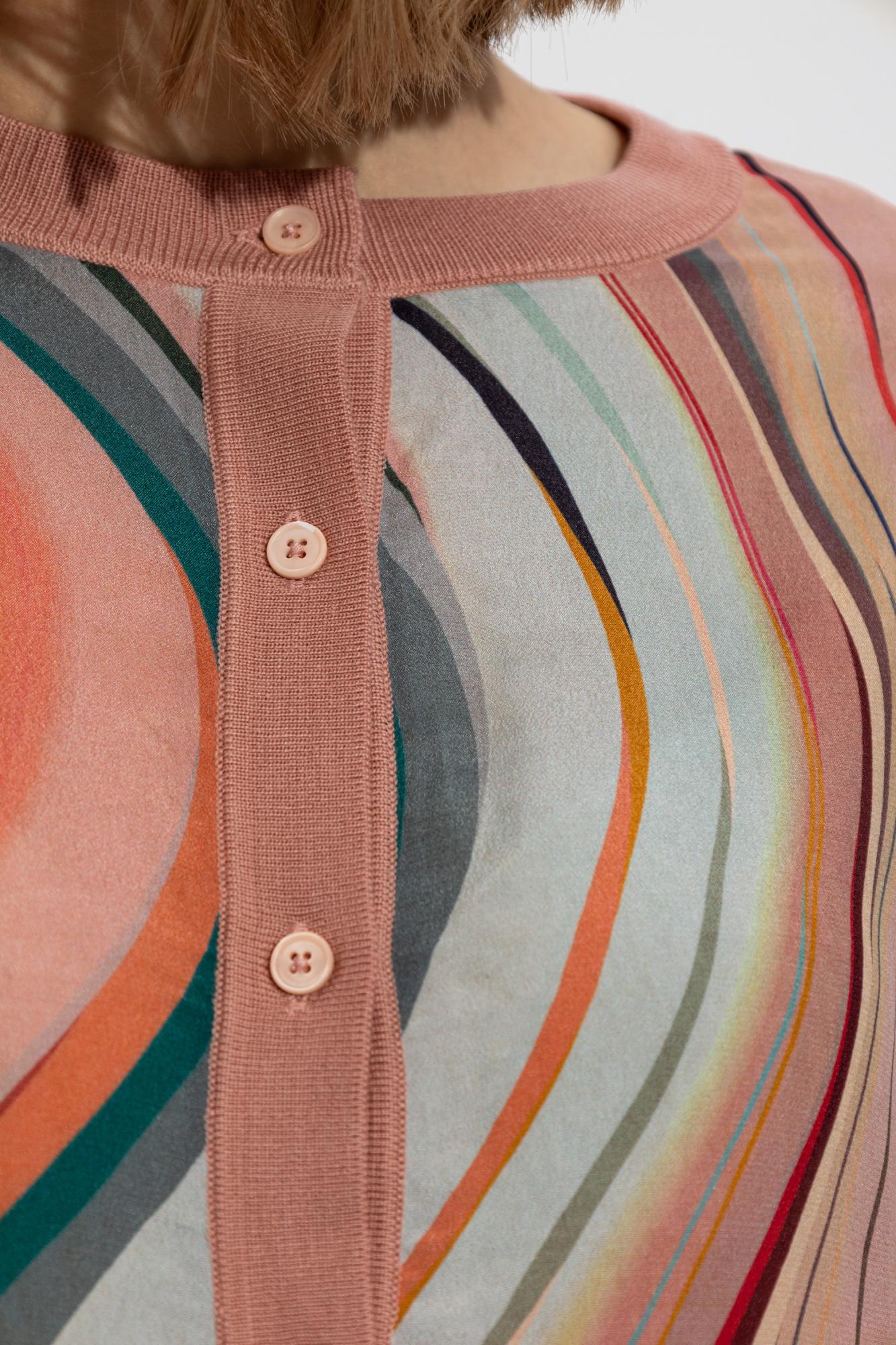 Shop Ps By Paul Smith Ps Paul Smith Cardigan With Stripe Pattern In Pink