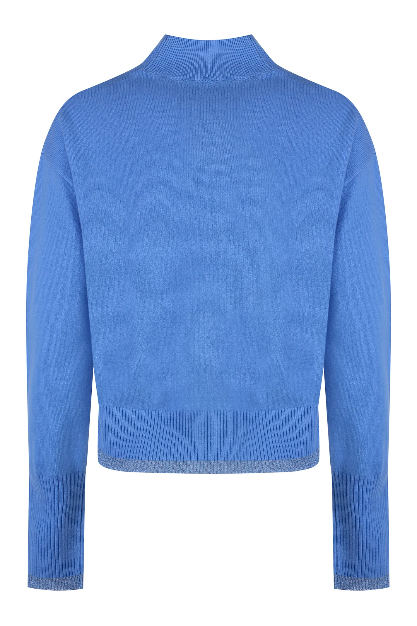 Pinko Wool And Cashmere Cropped Sweater In Light Blue