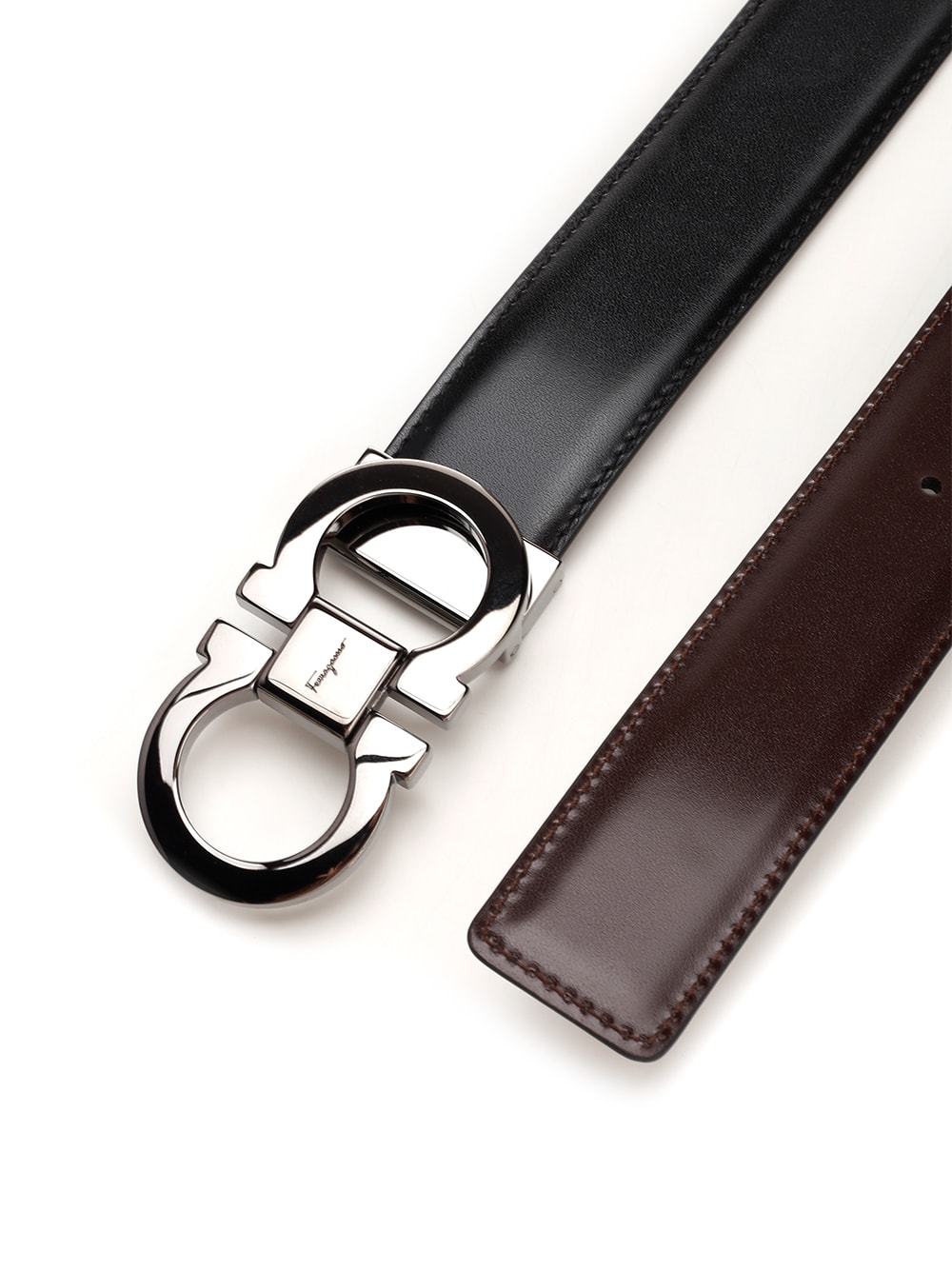 Shop Ferragamo Black/brown Gancini Reversible Belt