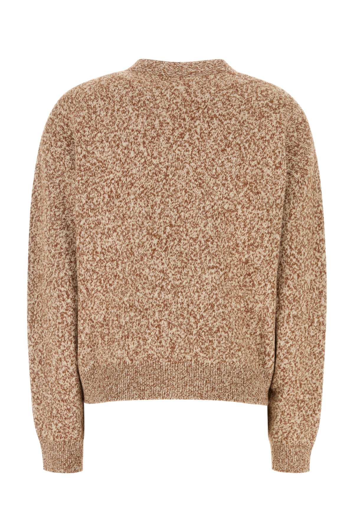 Versace Dual-tone Wool Blend Cardigan In Neutral