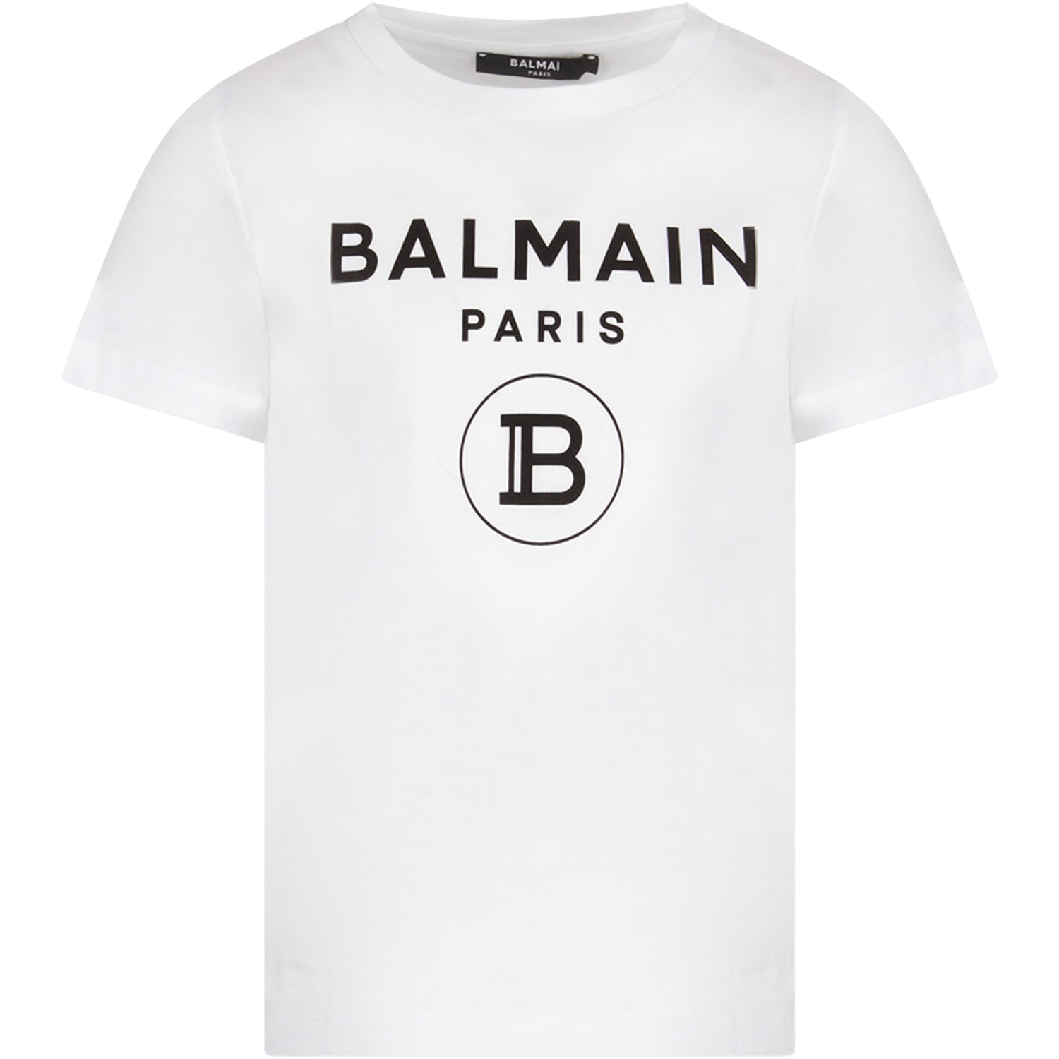 Balmain White T-shirt For Kid With Black Logo