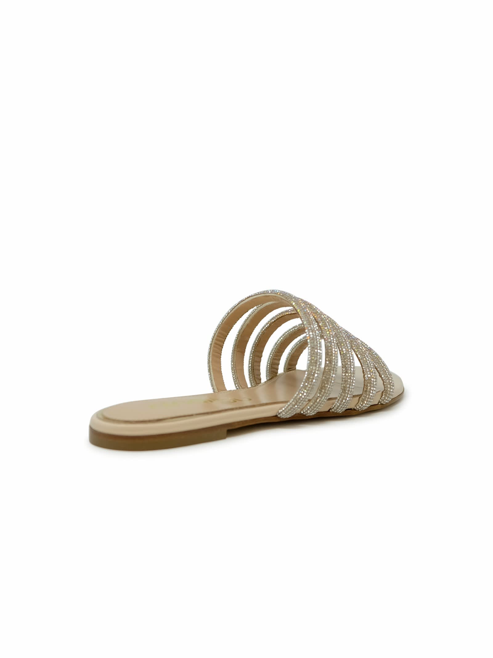 Ninalilou Leather Flat Sandal In Cream