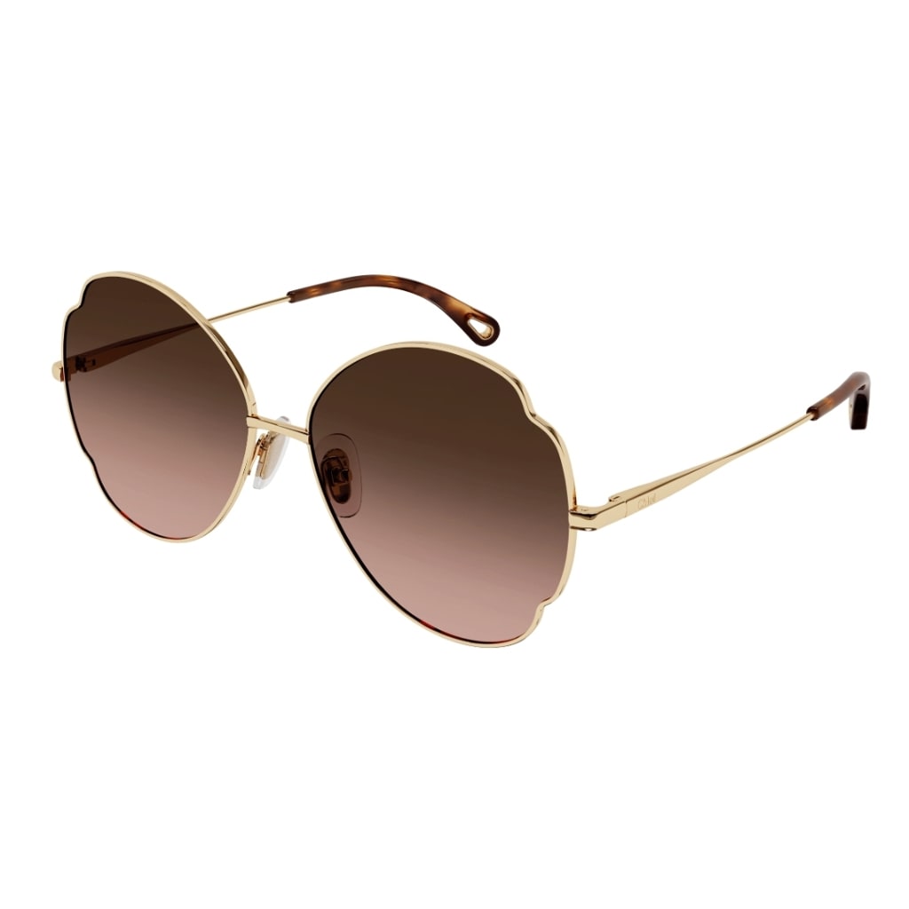 Shop Chloé Ch0093s001 Sunglasses In Oro Lenti Marroni Degradanti