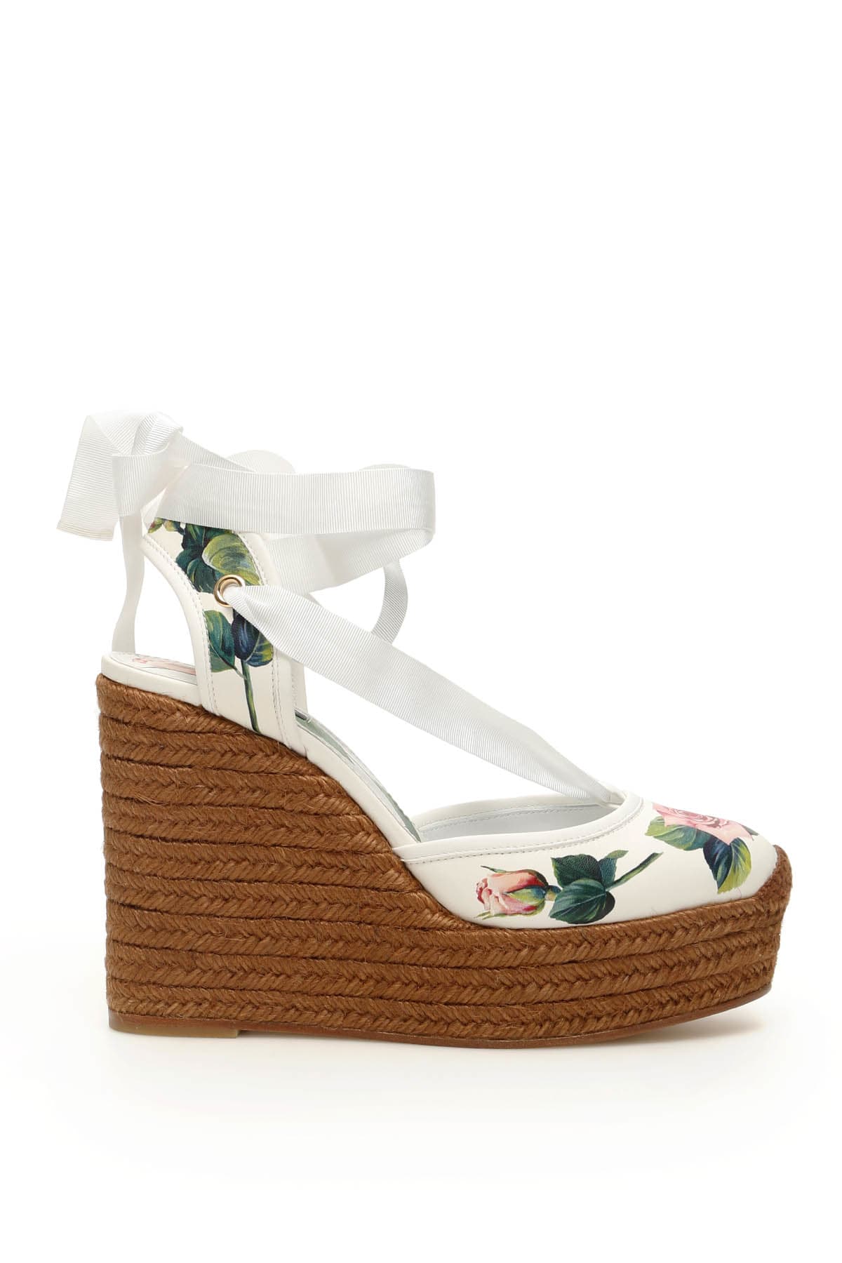 DOLCE & GABBANA LOLA WEDGE SANDALS TROPICAL ROSE,11233801