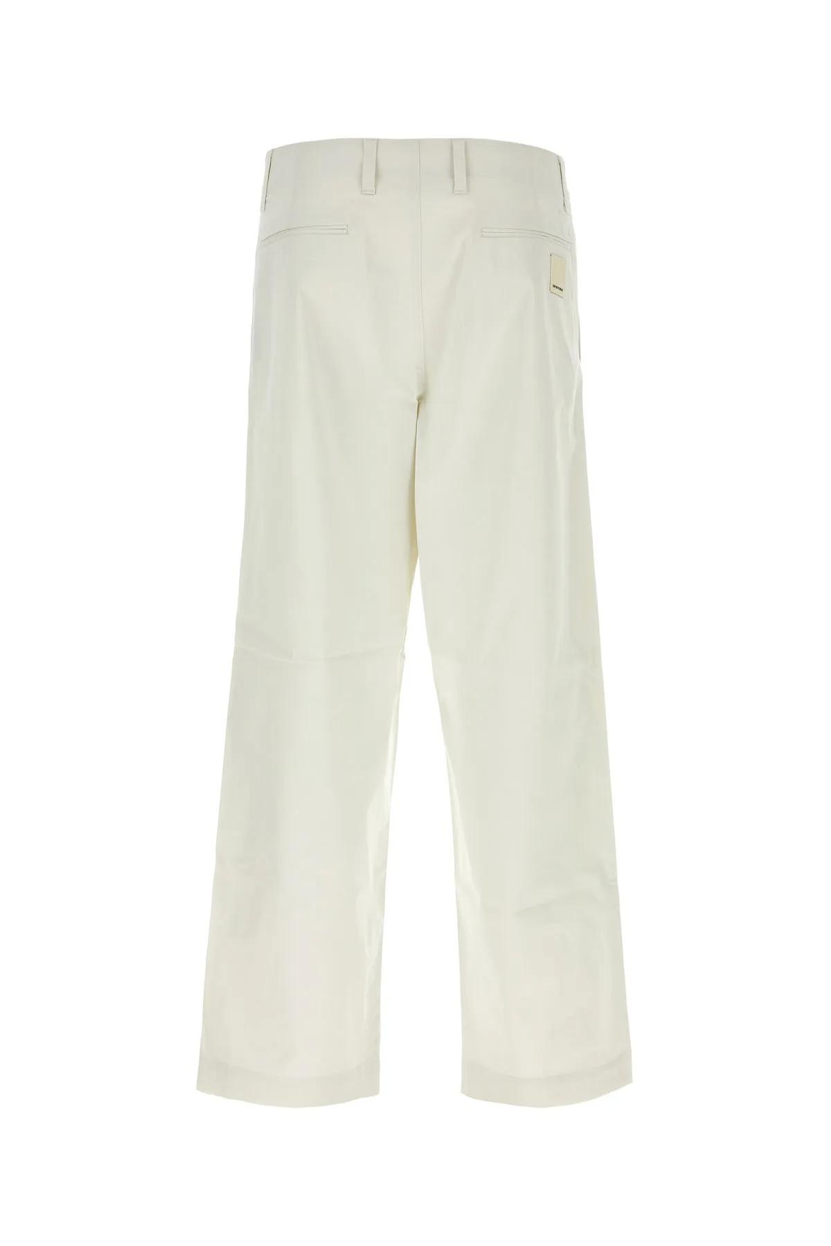 Shop Emporio Armani Chalk Stretch Cotton Chino Pant In Yellow Cream