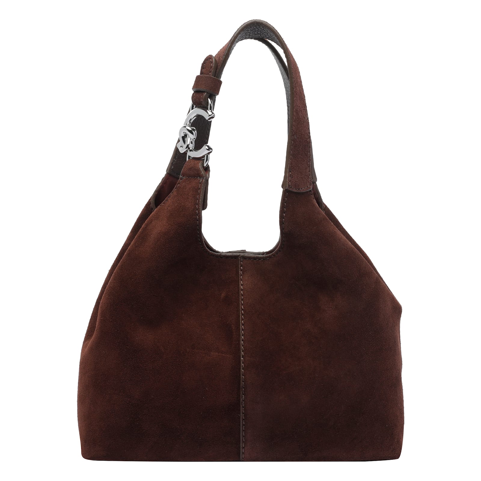 Coccinelle C-easy Suede Shoulder Bag Small In Brown