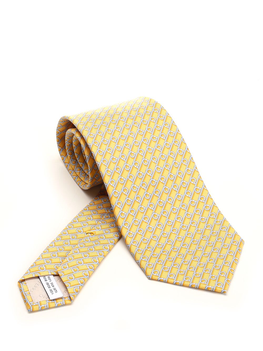 Shop Ferragamo Silk Tie In Yellow