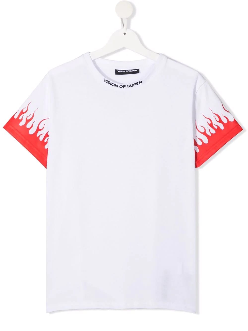 Vision of Super White Kids T-shirt With Red Flames