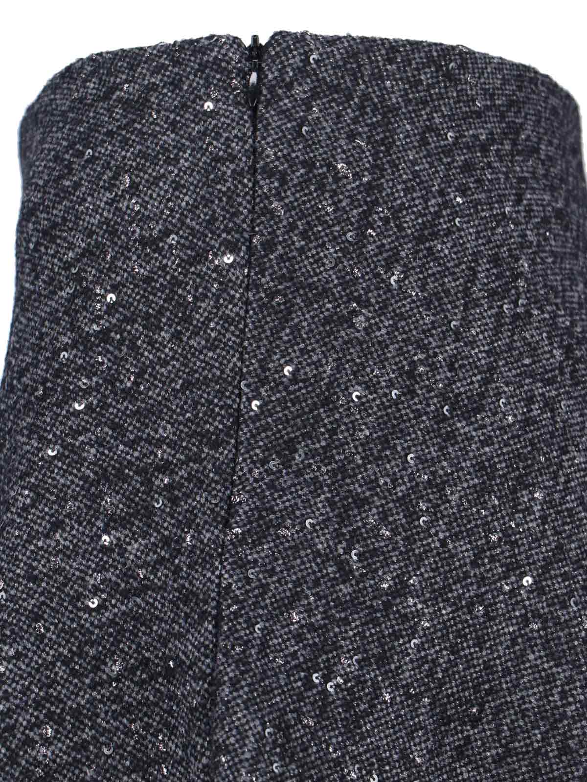 Tagliatore Flared Grey Skirt With Textured Fabric And Sequined Detail In Gray