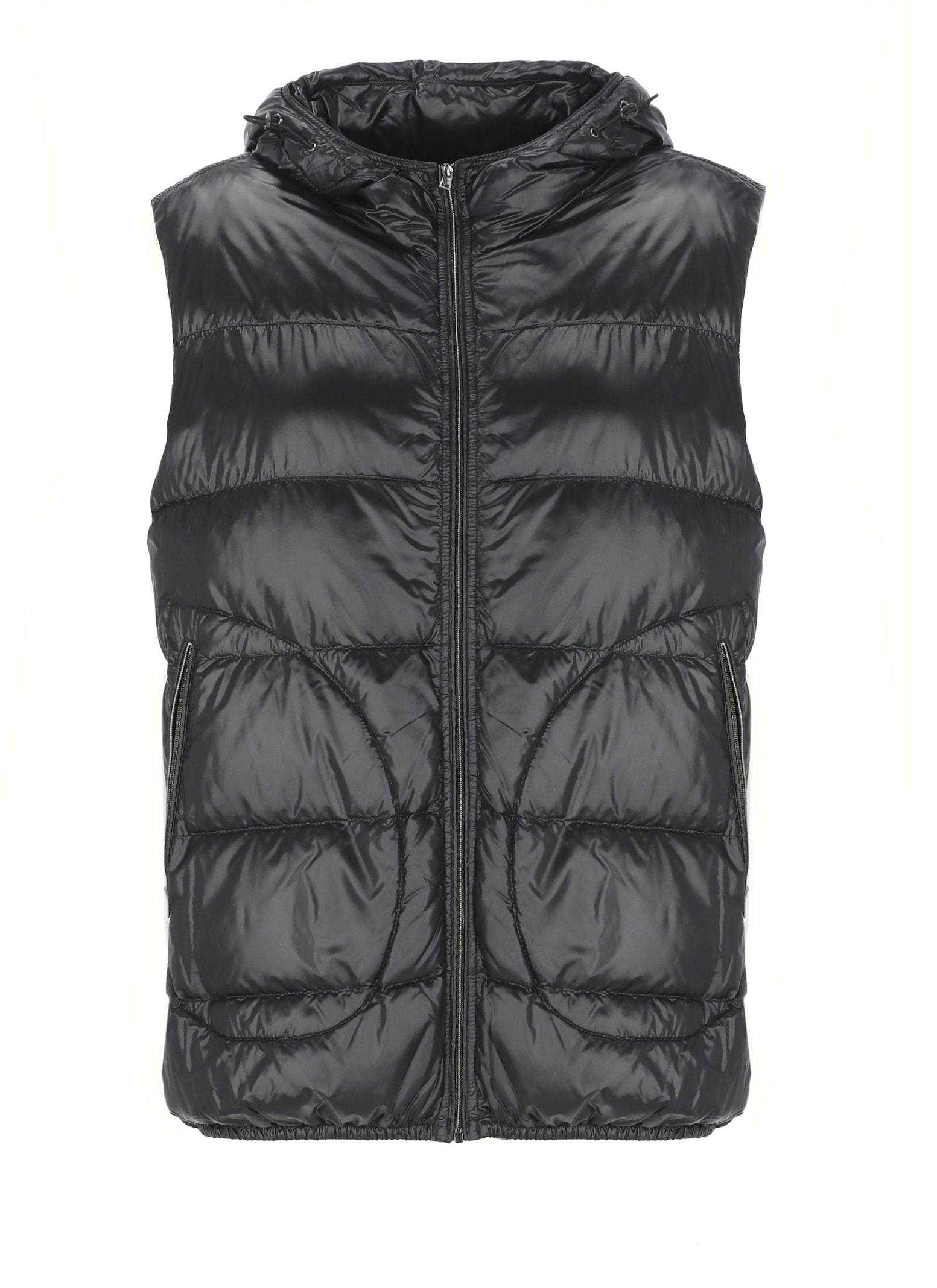 Herno Quilted Hooded Sleeveless Jacket In Black