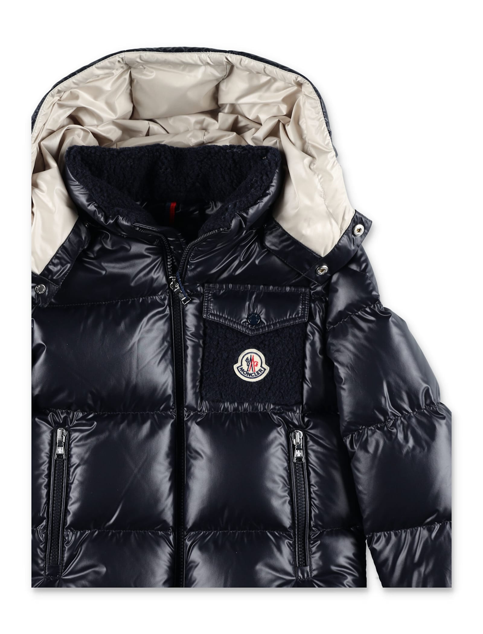 Moncler Kids Yule Hooded Down Jacket In Blue