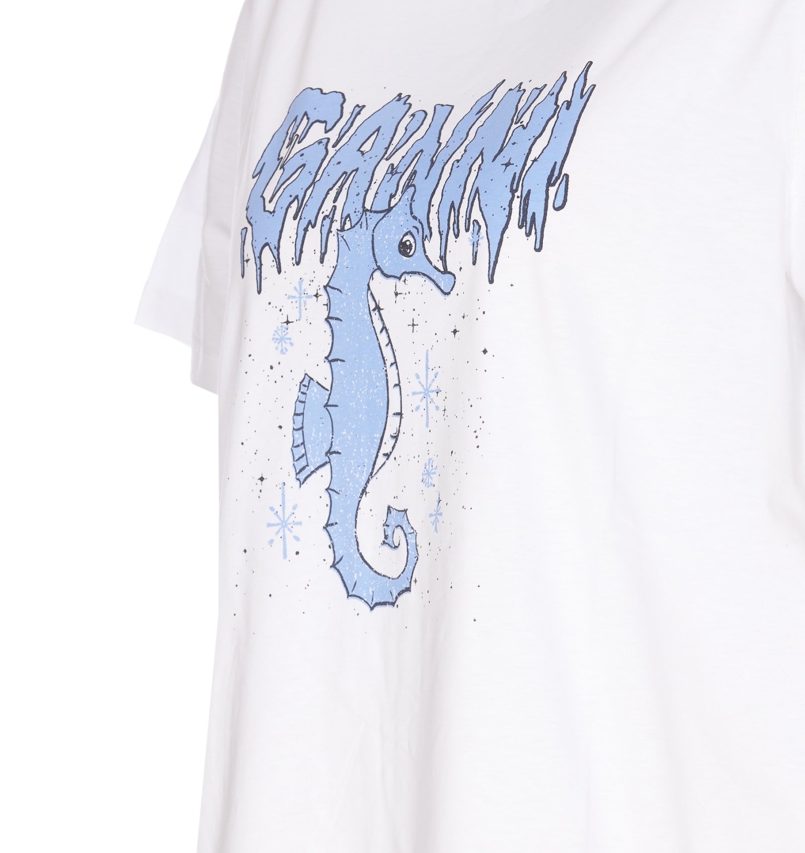 Shop Ganni Seahorse T-shirt In White