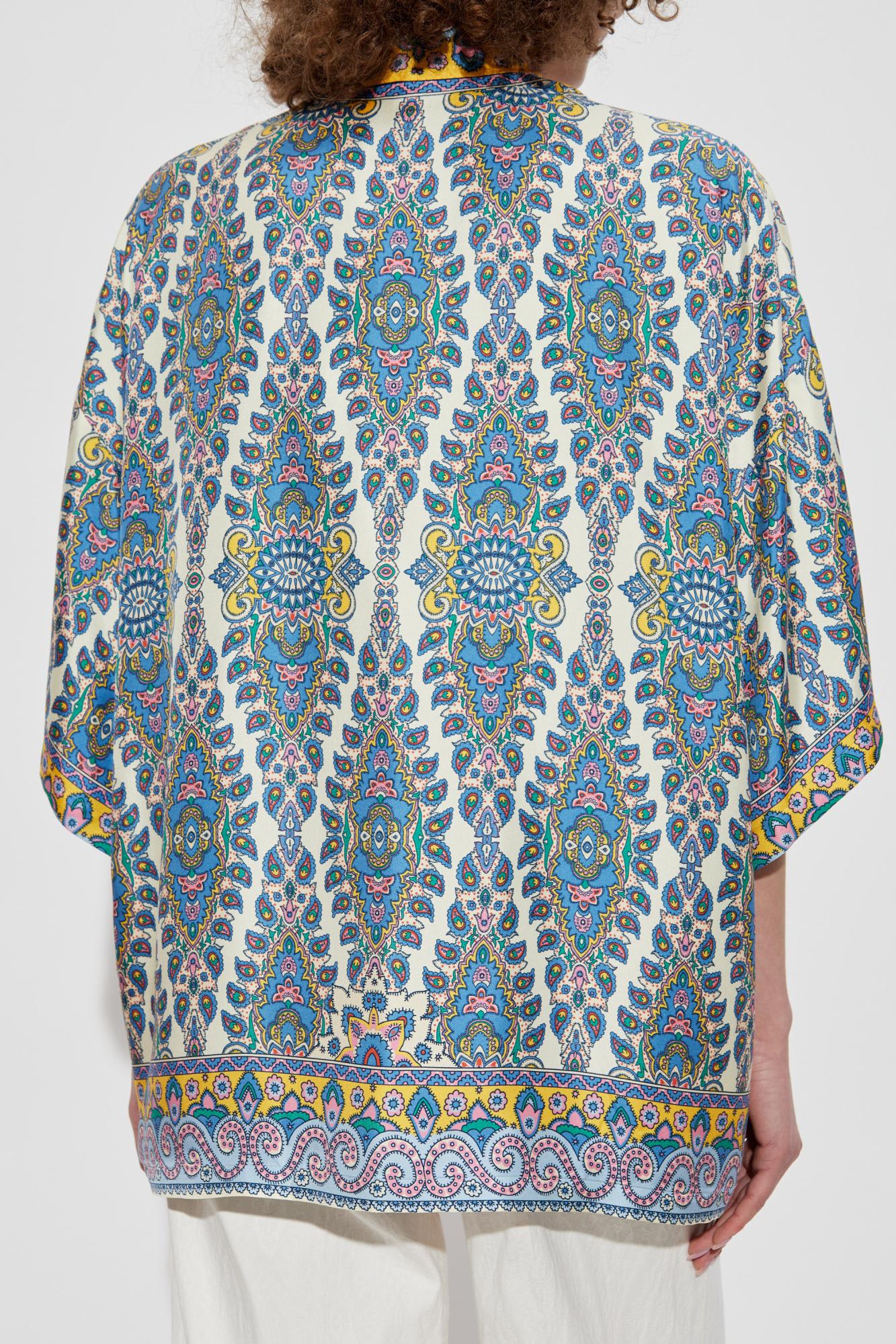 Etro Paisley Print Casual Kimono Top In Multicolor