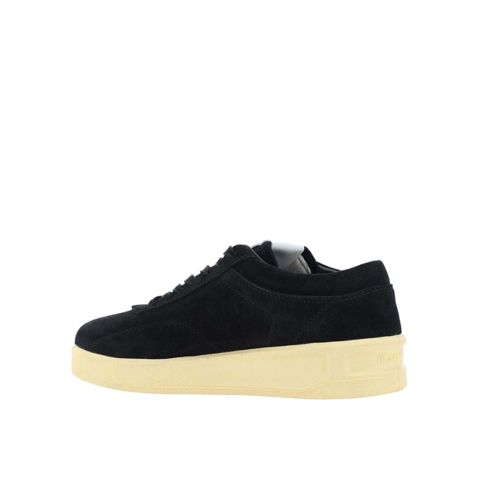 Shop Jil Sander Leather Sneakers In Black