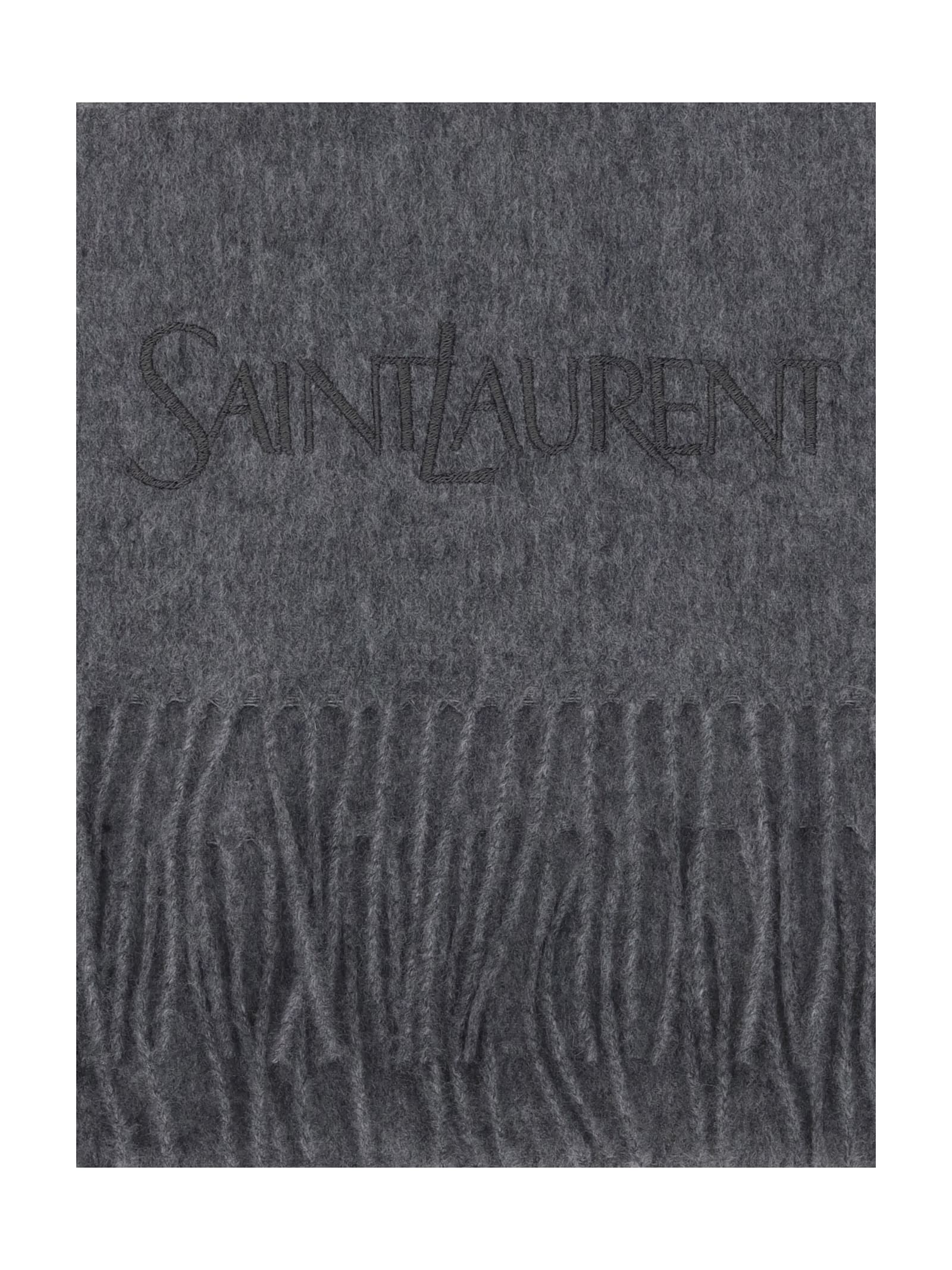 Shop Saint Laurent Scarf In Graphite