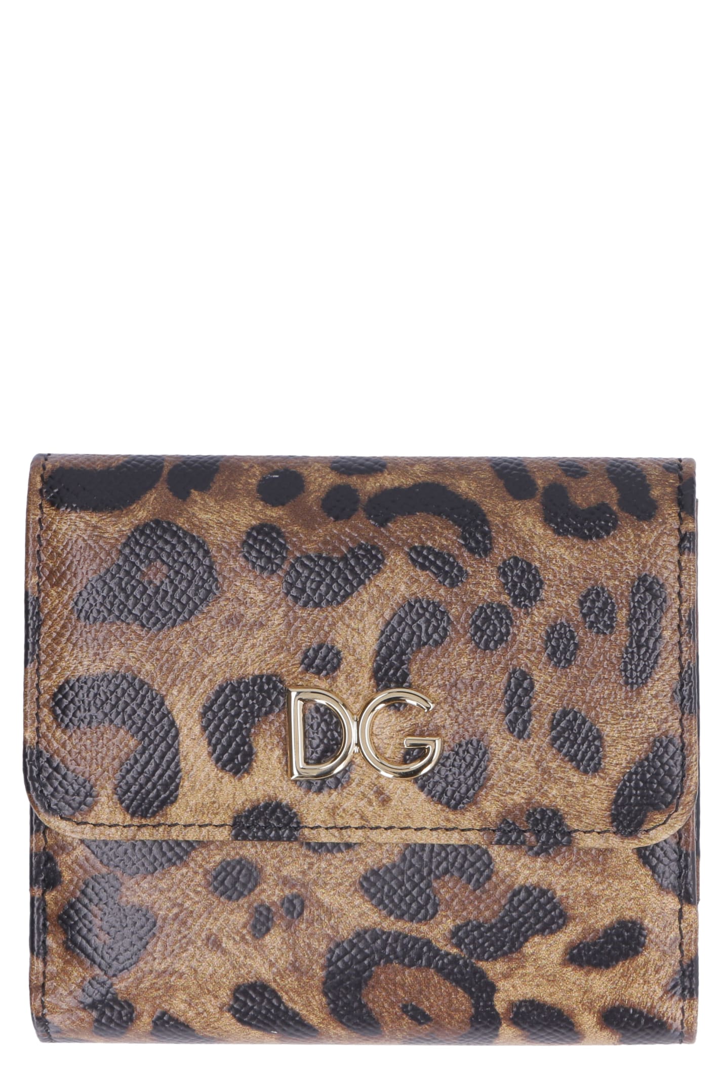 Dolce & Gabbana Leopard Print Leather French-flap Wallet