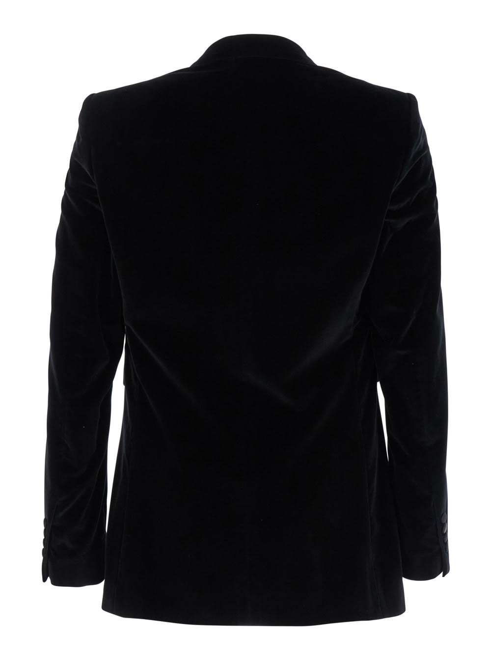 Shop Dolce & Gabbana Black Single-breasted Jacket With Peak Revers In Velvet Man