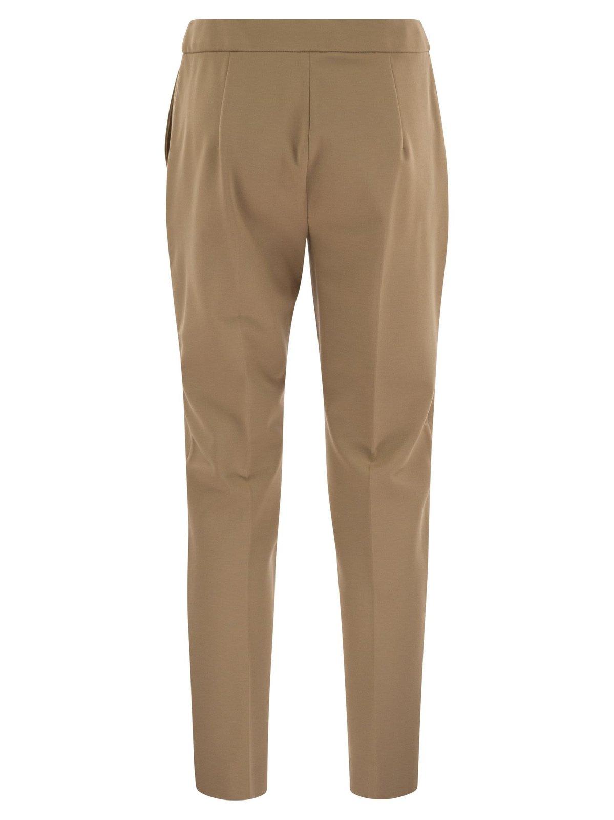 Shop Max Mara Pegno Slim-cut Trousers In Miele