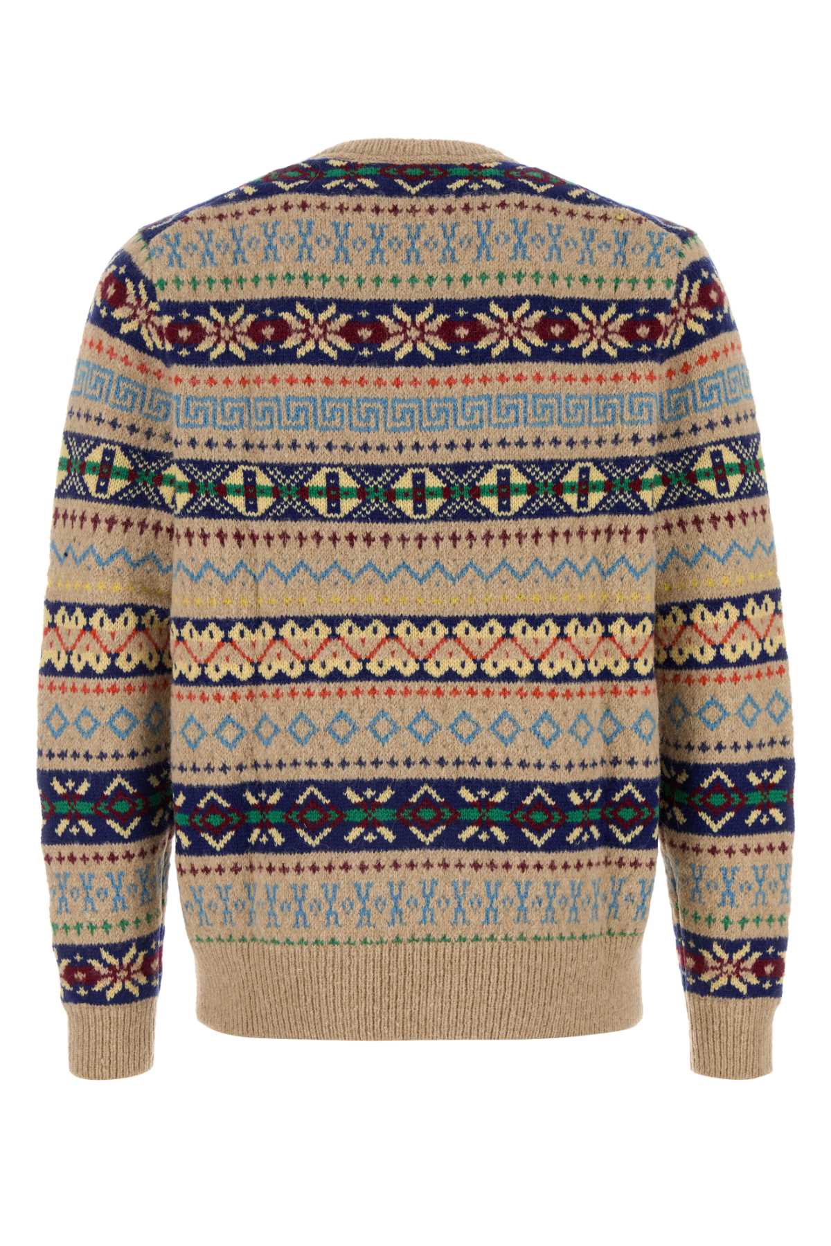 Shop Polo Ralph Lauren Embroidered Wool Blend Sweater In Oatmealcombo