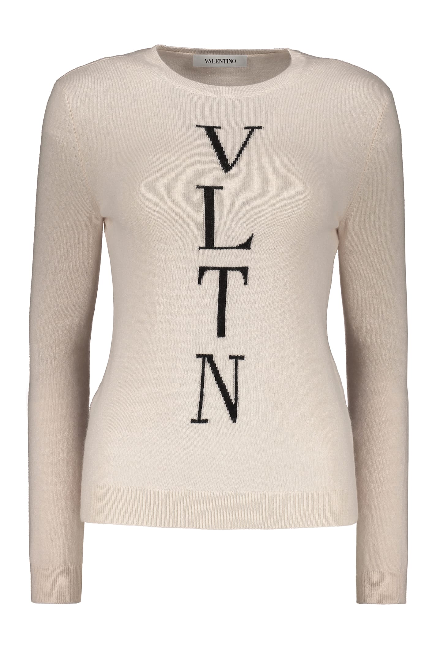 Valentino Long Sleeve Crew-neck Sweater In Neutral