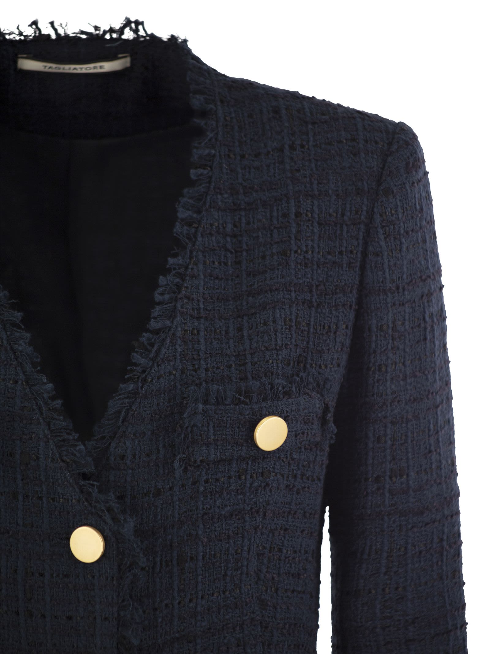 Shop Tagliatore Cotton-blend Jacket In Night Blue