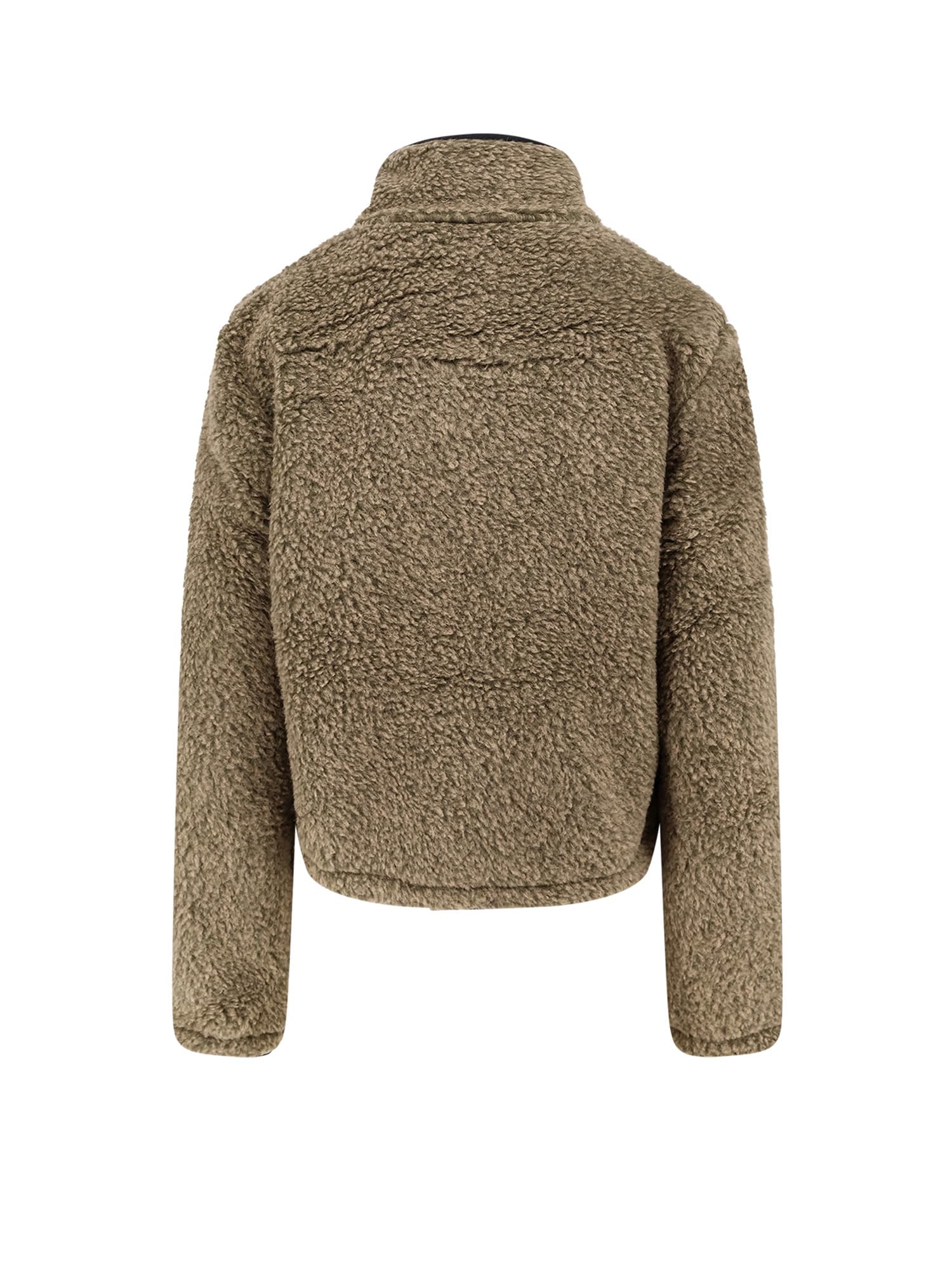 Burberry Ekd Patch Faux Fur Zip-up Jacket In Brown