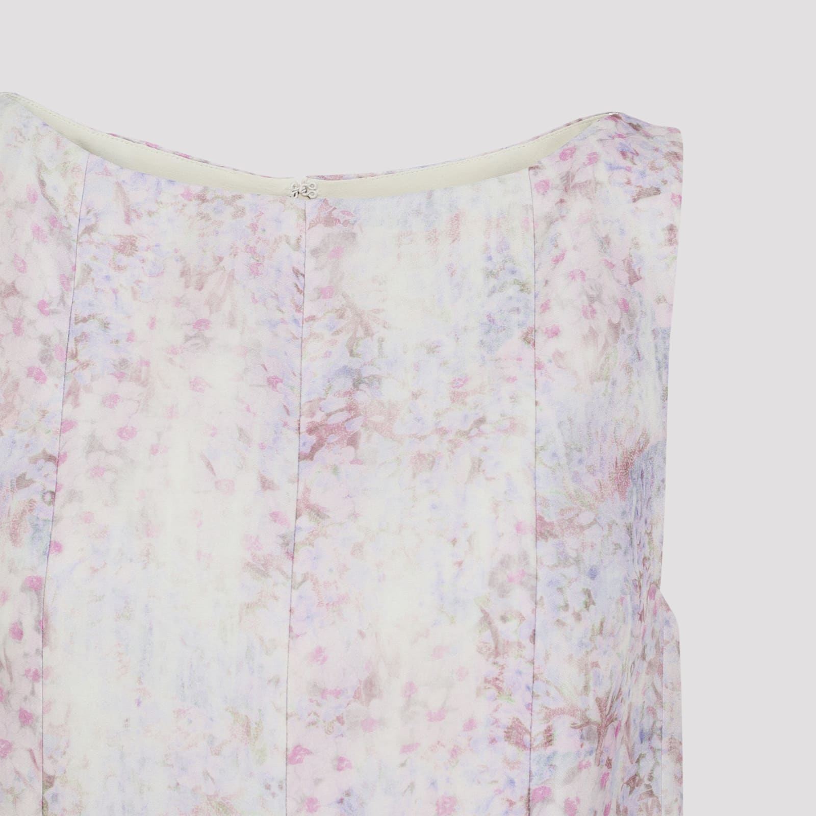 Alberta Ferretti Floral Sleeveless Mini Dress In White