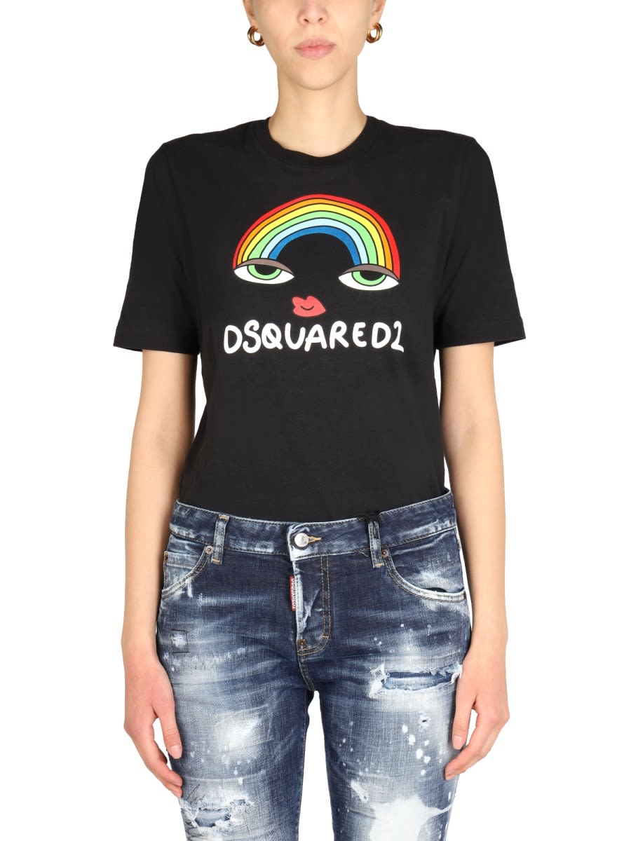 Dsquared2 Dsquared Women Rainbow Renny T-shirt In Black