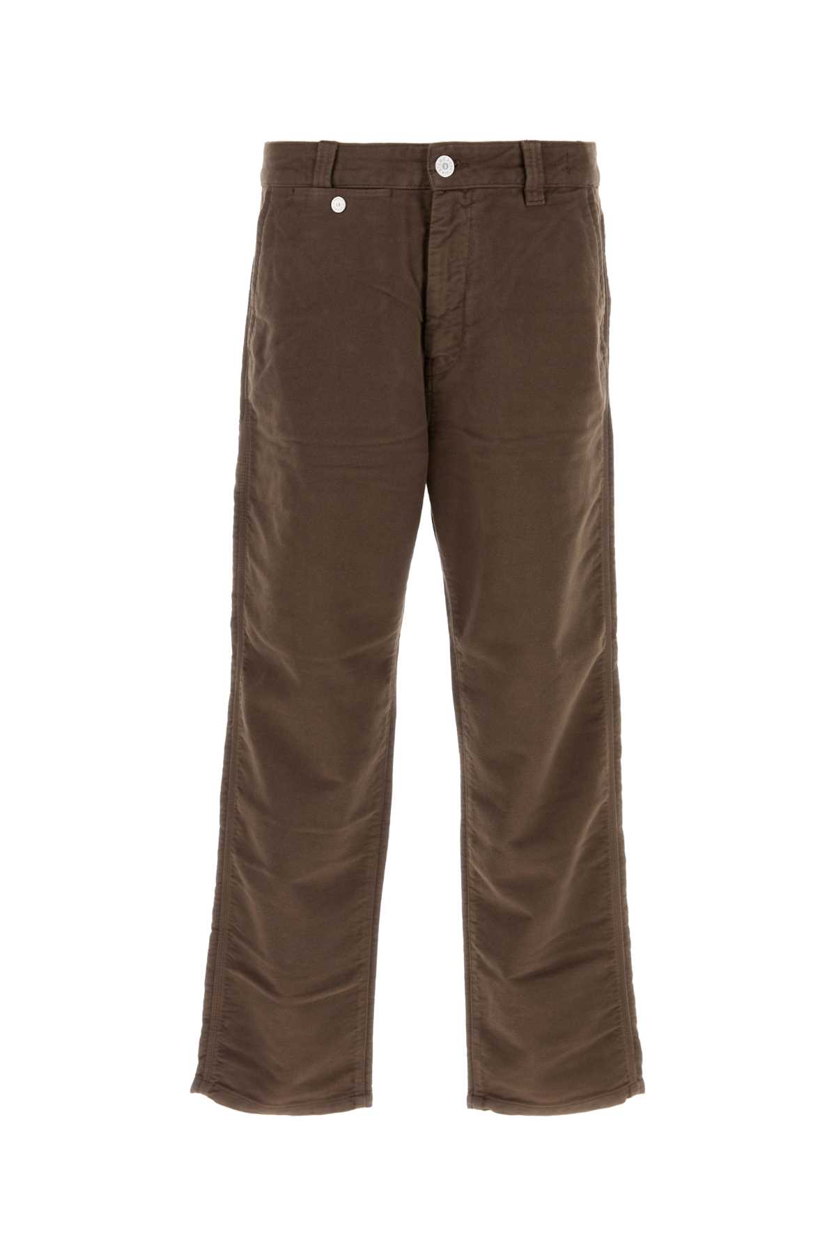 Shop Stone Island Brown Cotton Loose Pant In Walnut