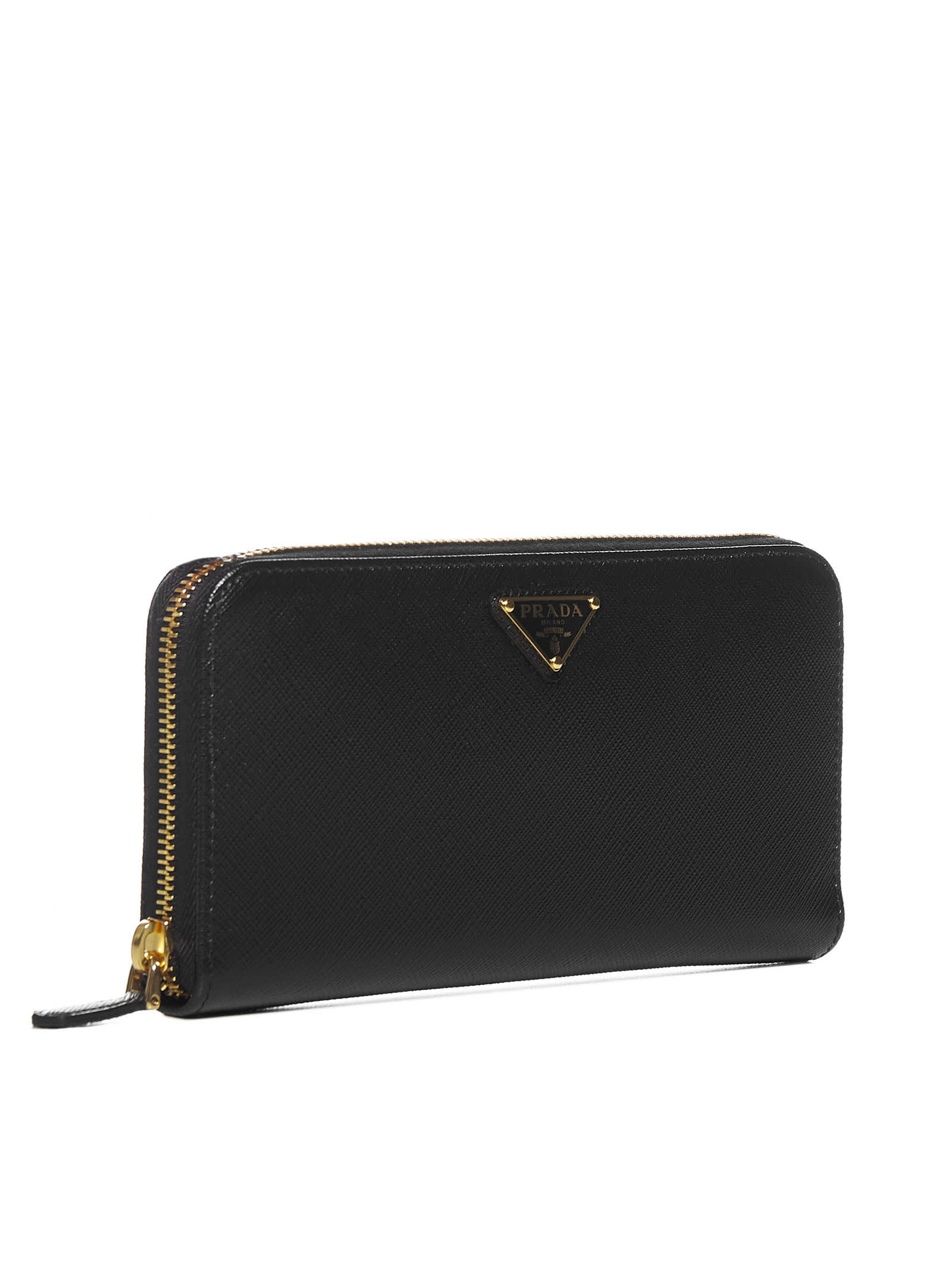 Prada Large Logo Lettering Zip-around Wallet