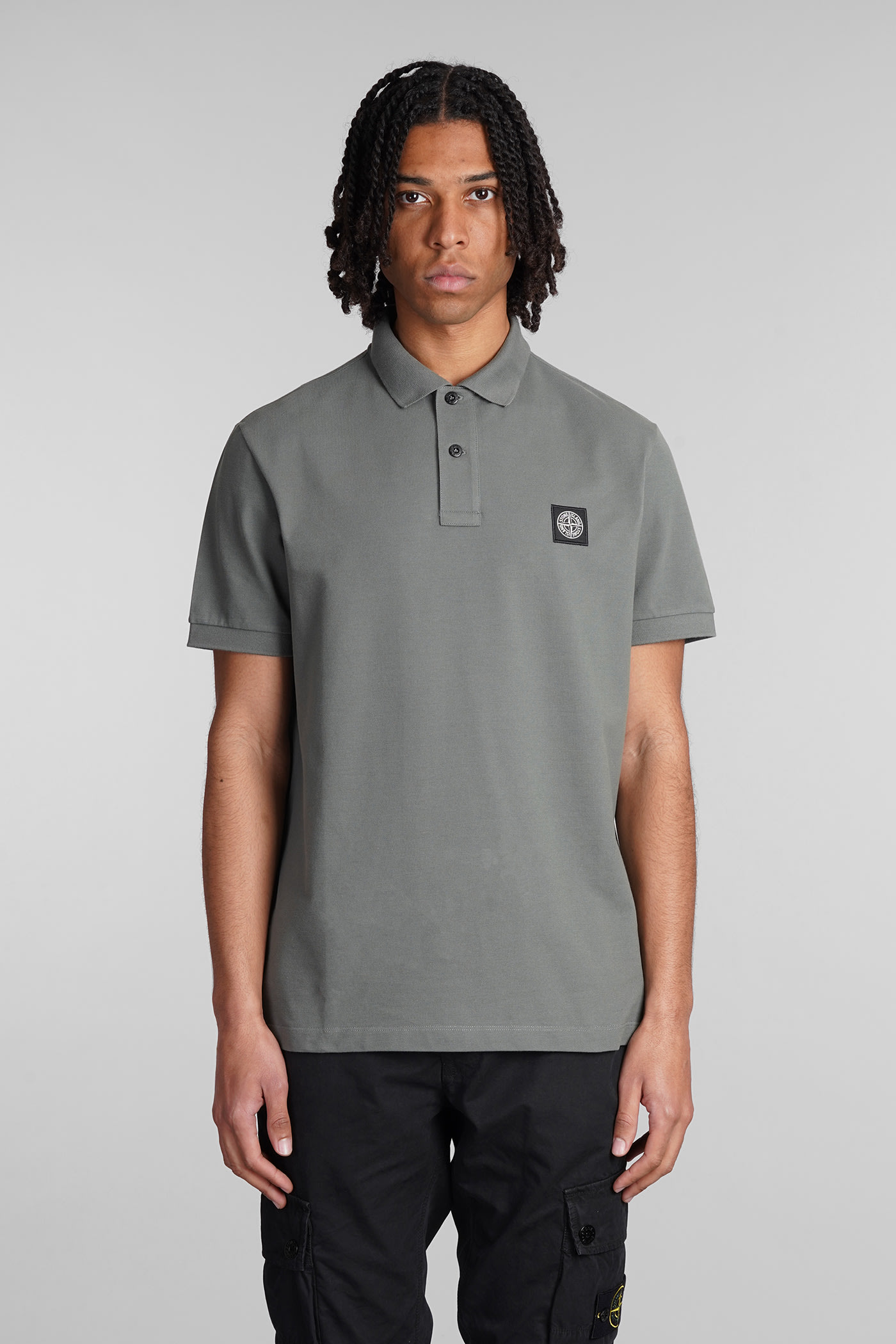 Shop Stone Island Polo In Green Cotton