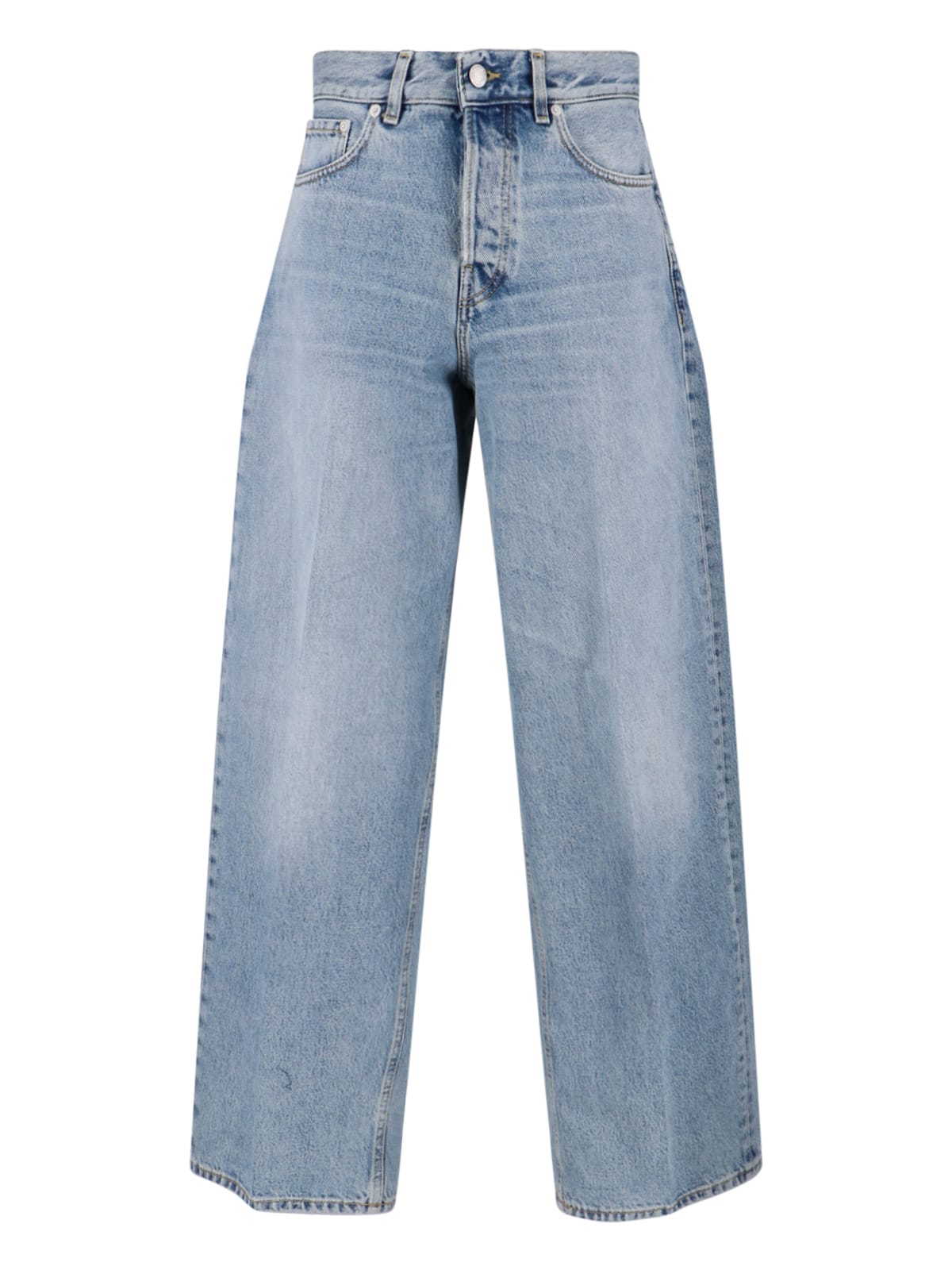 Haikure Straight Leg Trousers Belt Loops In Blue