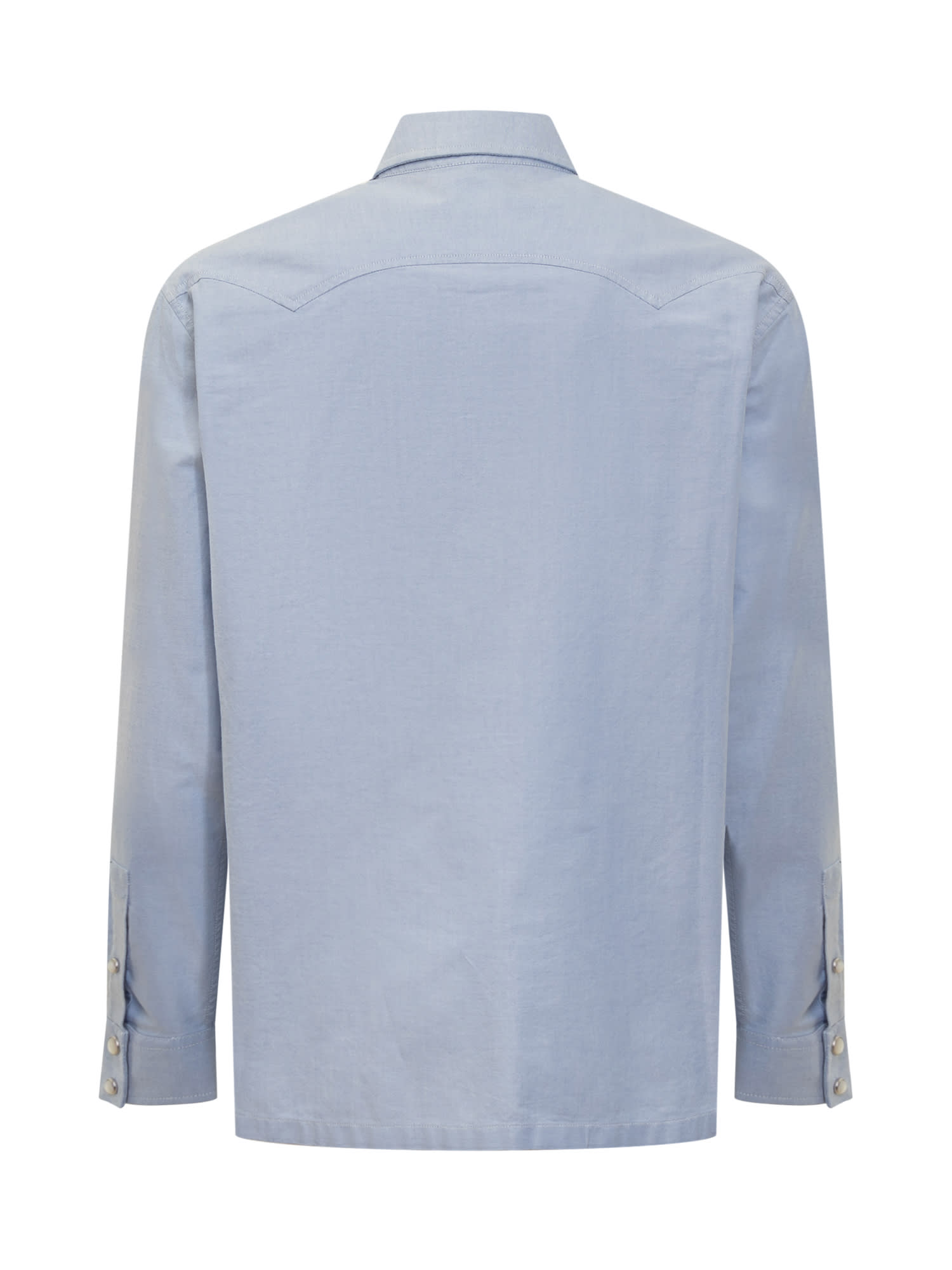 Shop Palm Angels Monogram Pa Shirt In Light Blue Off White